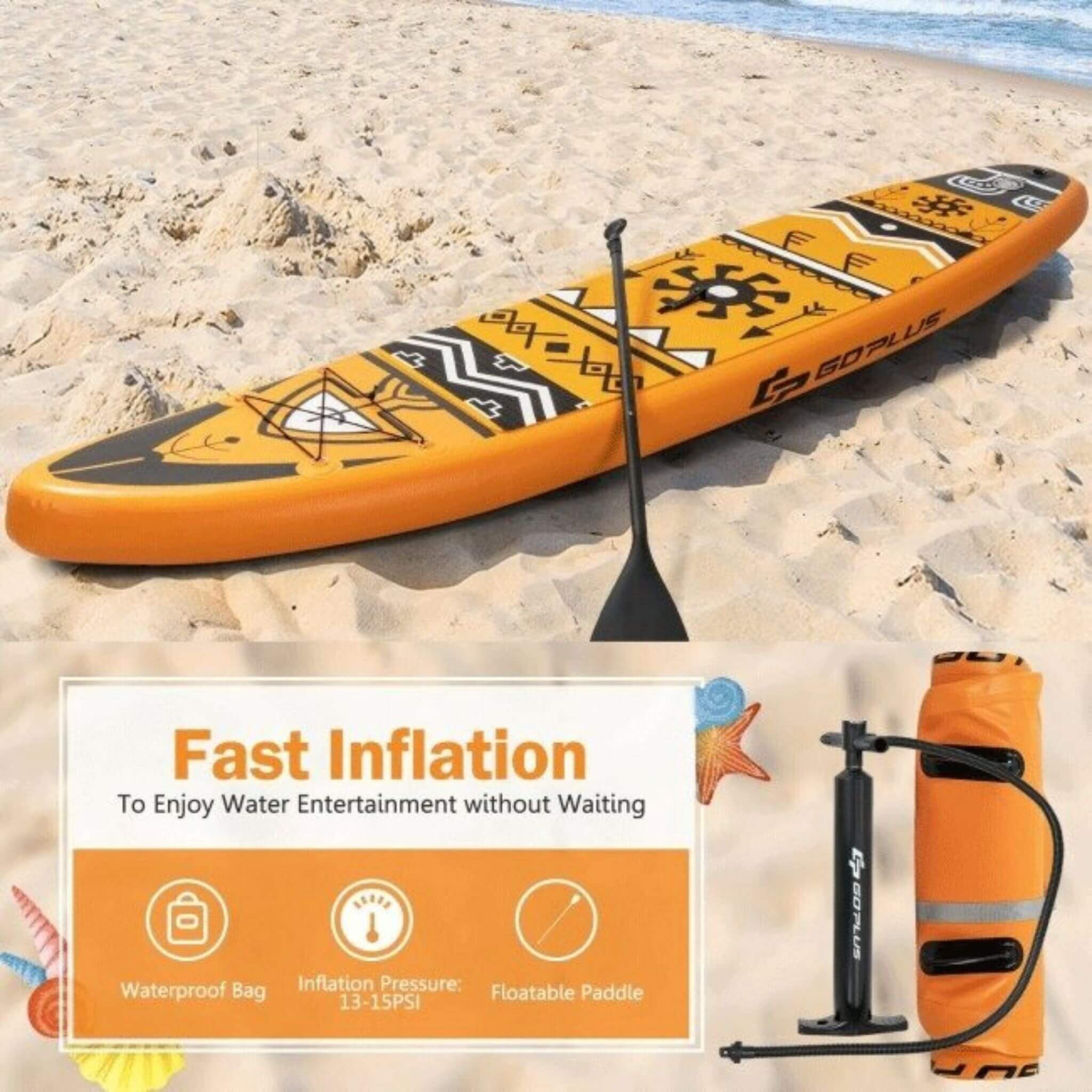 GoPlus 10.5FT Inflatable Stand Up Surfboard Paddle Board W/ SUP Aluminum Paddle (SAK95162) - Image 10