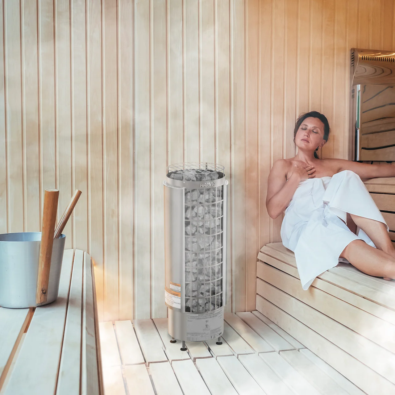 Harvia Cilindro UL Certified Electric Sauna Heater With Xenio CX45 Digital Control Panel & Sauna Stones [PC60/80/90/110E] (SAK86571) - Image 4