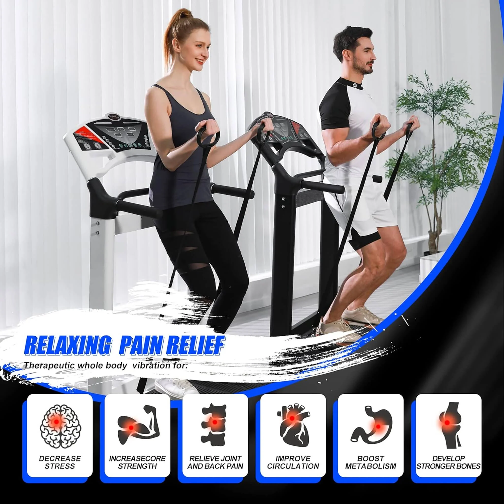 Rovix Heavy-Duty 400LBS Whole Body Vibration Plate Workout Machine (SAK57390) - Image 5
