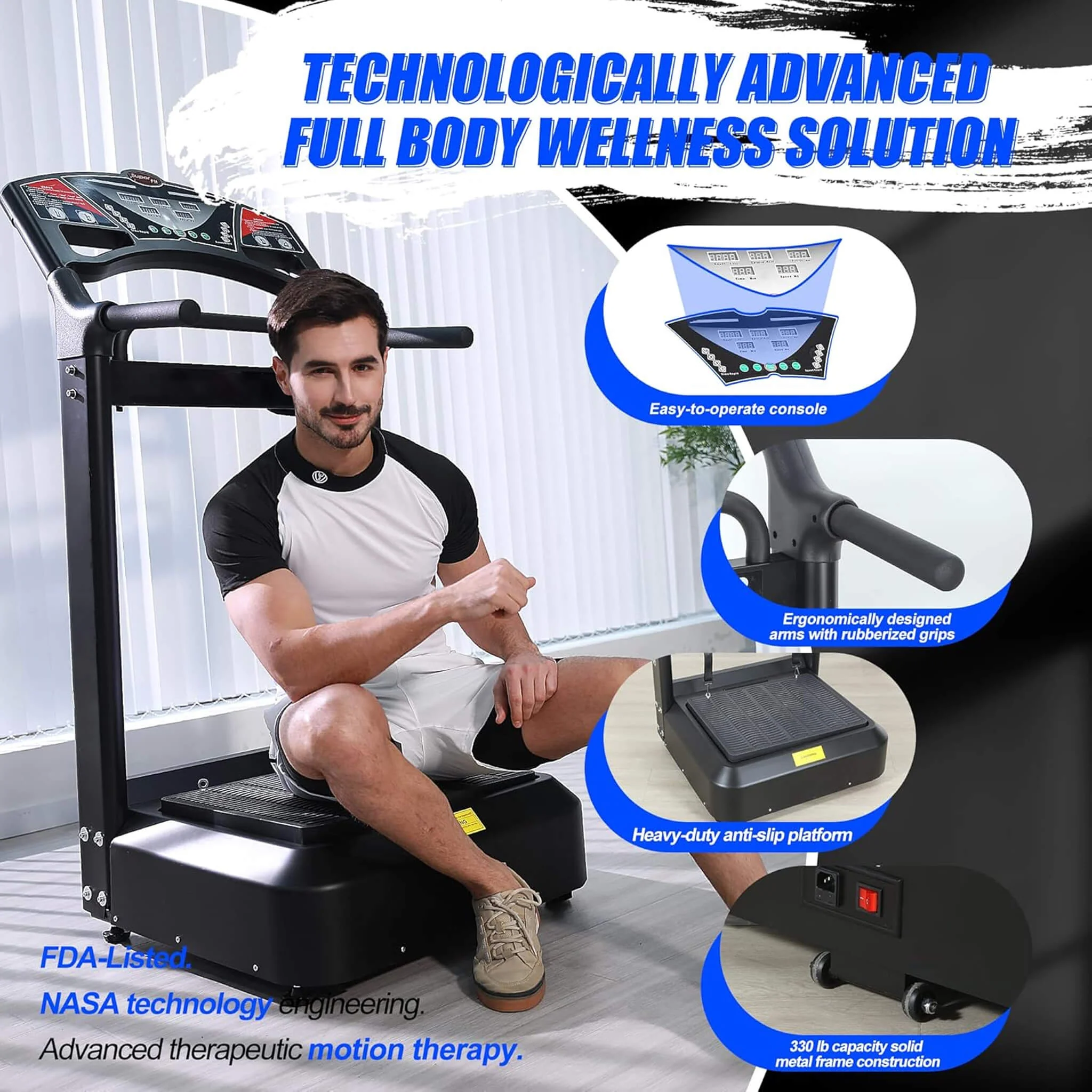 Rovix Heavy-Duty 400LBS Whole Body Vibration Plate Workout Machine (SAK57390) - Image 6