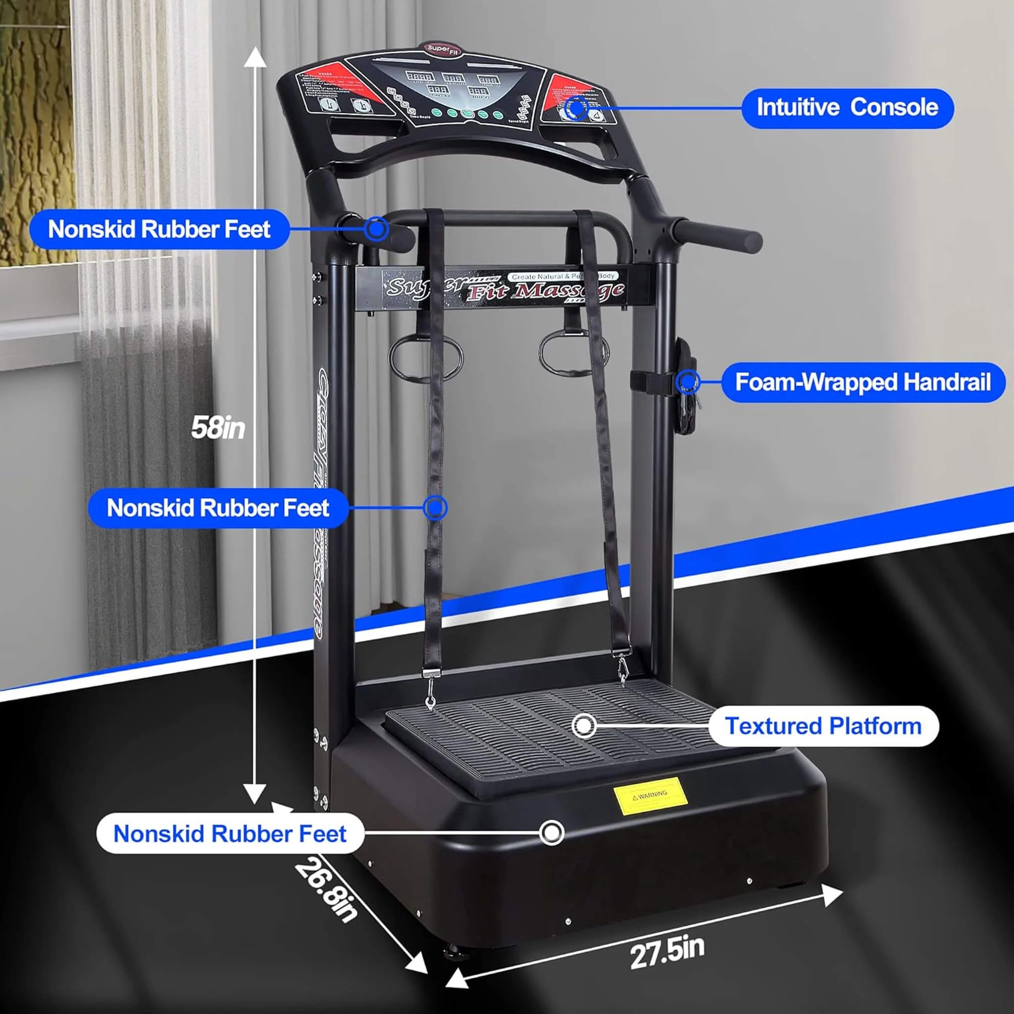 Rovix Heavy-Duty 400LBS Whole Body Vibration Plate Workout Machine (SAK57390) - Image 7