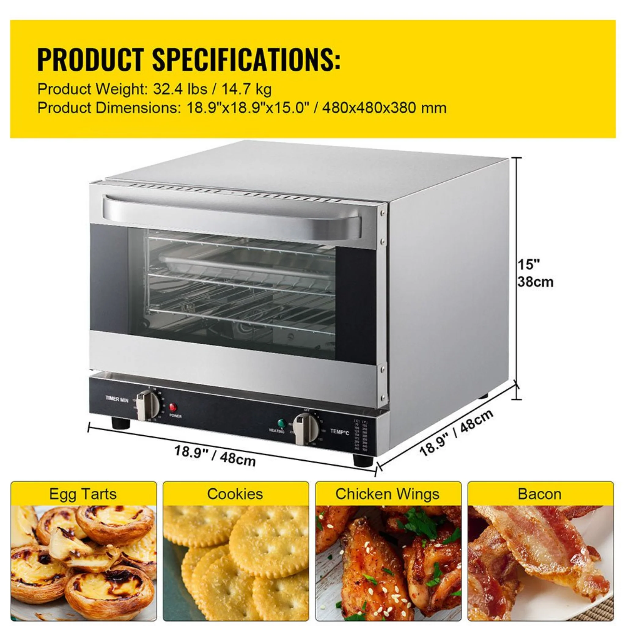 Heavy-Duty Commercial Stainless Steel Countertop Convection Toaster Oven (SAK51683) - Image 11