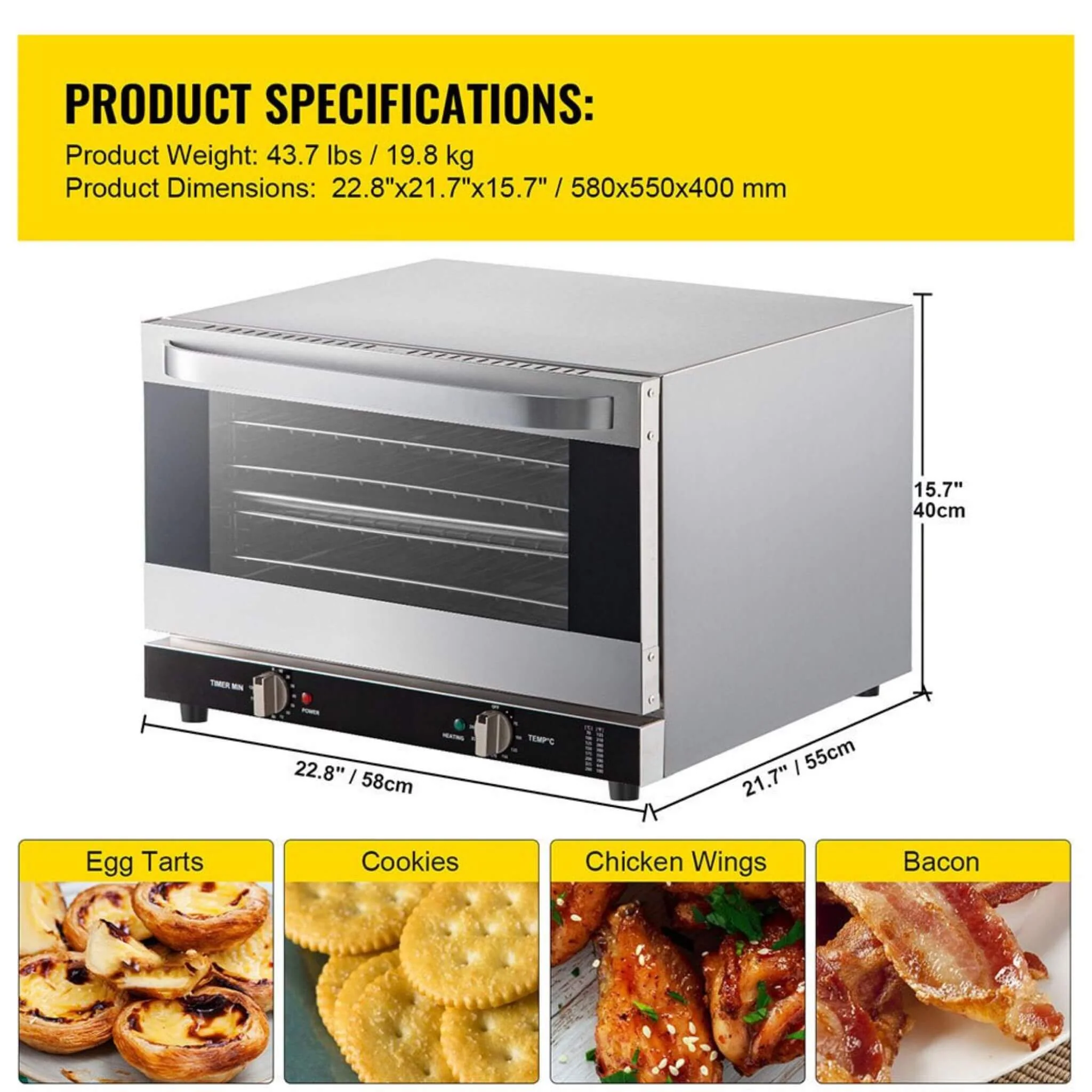 Heavy-Duty Commercial Stainless Steel Countertop Convection Toaster Oven (SAK51683) - Image 16