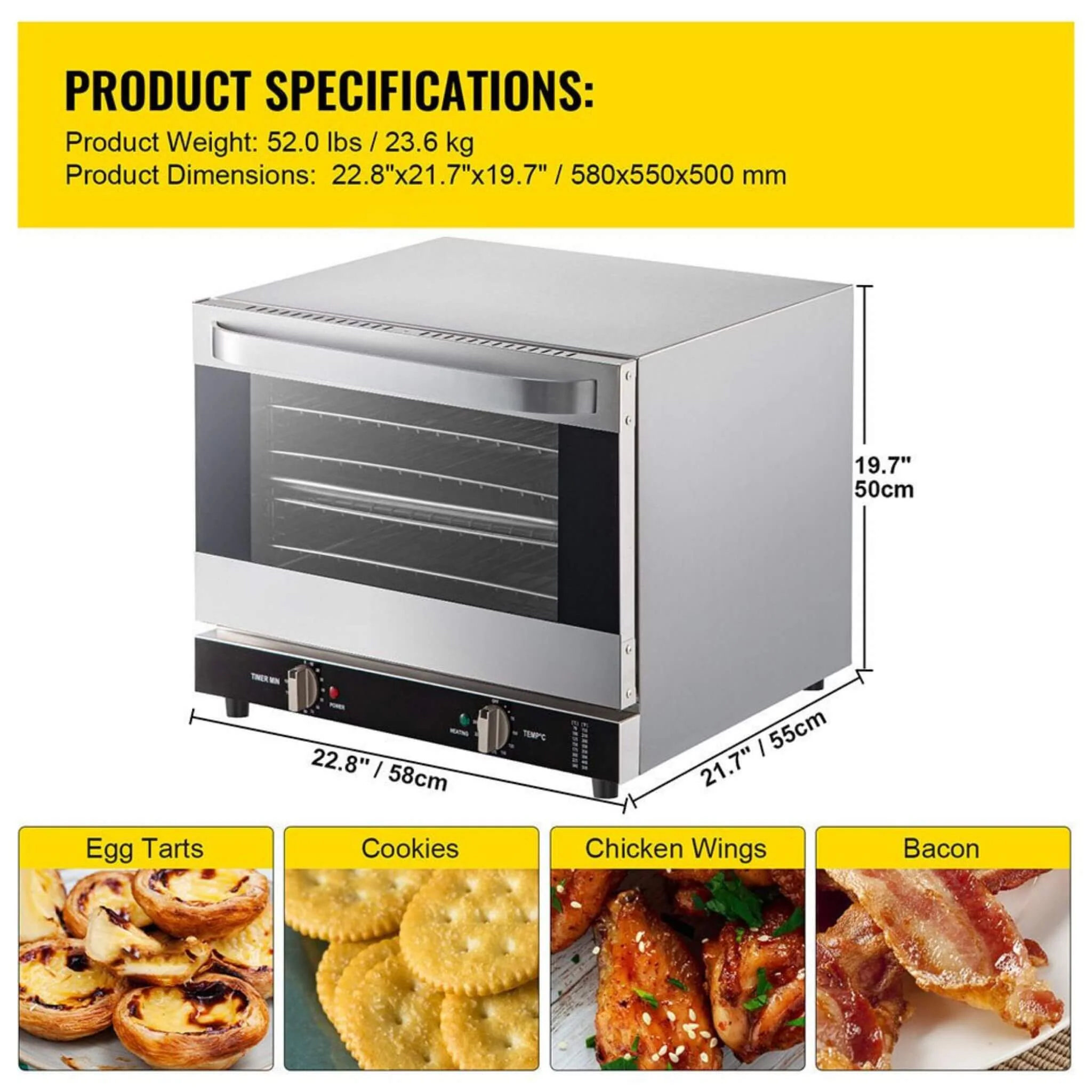 Heavy-Duty Commercial Stainless Steel Countertop Convection Toaster Oven (SAK51683) - Image 17
