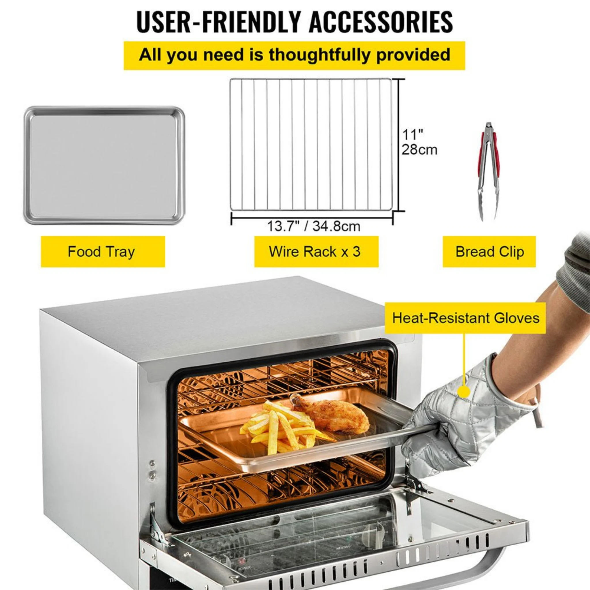 Heavy-Duty Commercial Stainless Steel Countertop Convection Toaster Oven (SAK51683) - Image 9