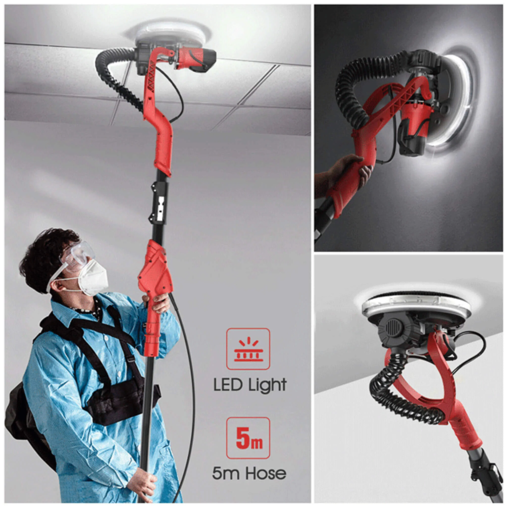 Heavy-Duty 710W Drywall Ceiling Pole Sander Vacuum Tool (SAK93935) - Image 3