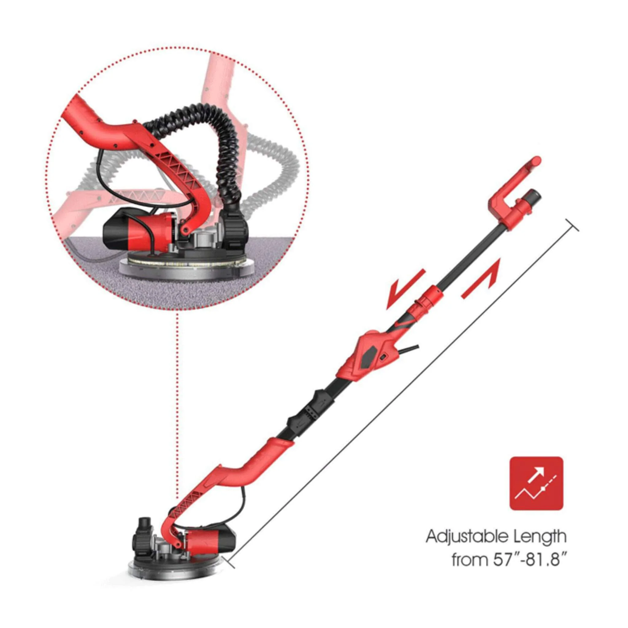 Heavy-Duty 710W Drywall Ceiling Pole Sander Vacuum Tool (SAK93935) - Image 4