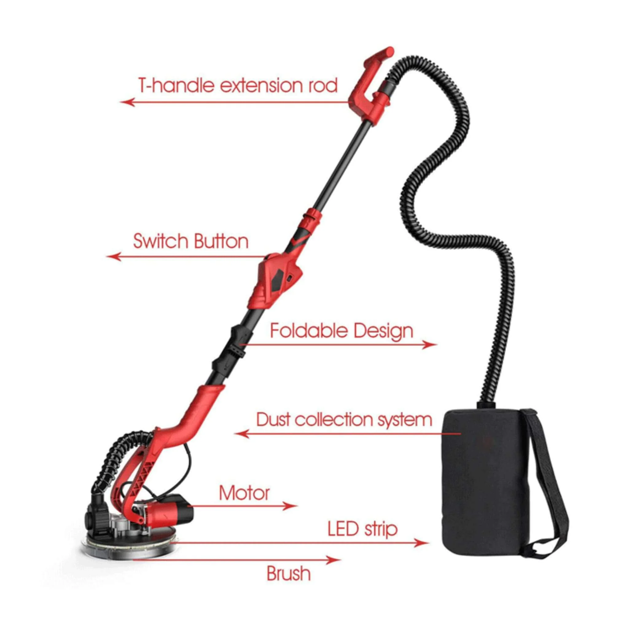 Heavy-Duty 710W Drywall Ceiling Pole Sander Vacuum Tool (SAK93935) - Image 5