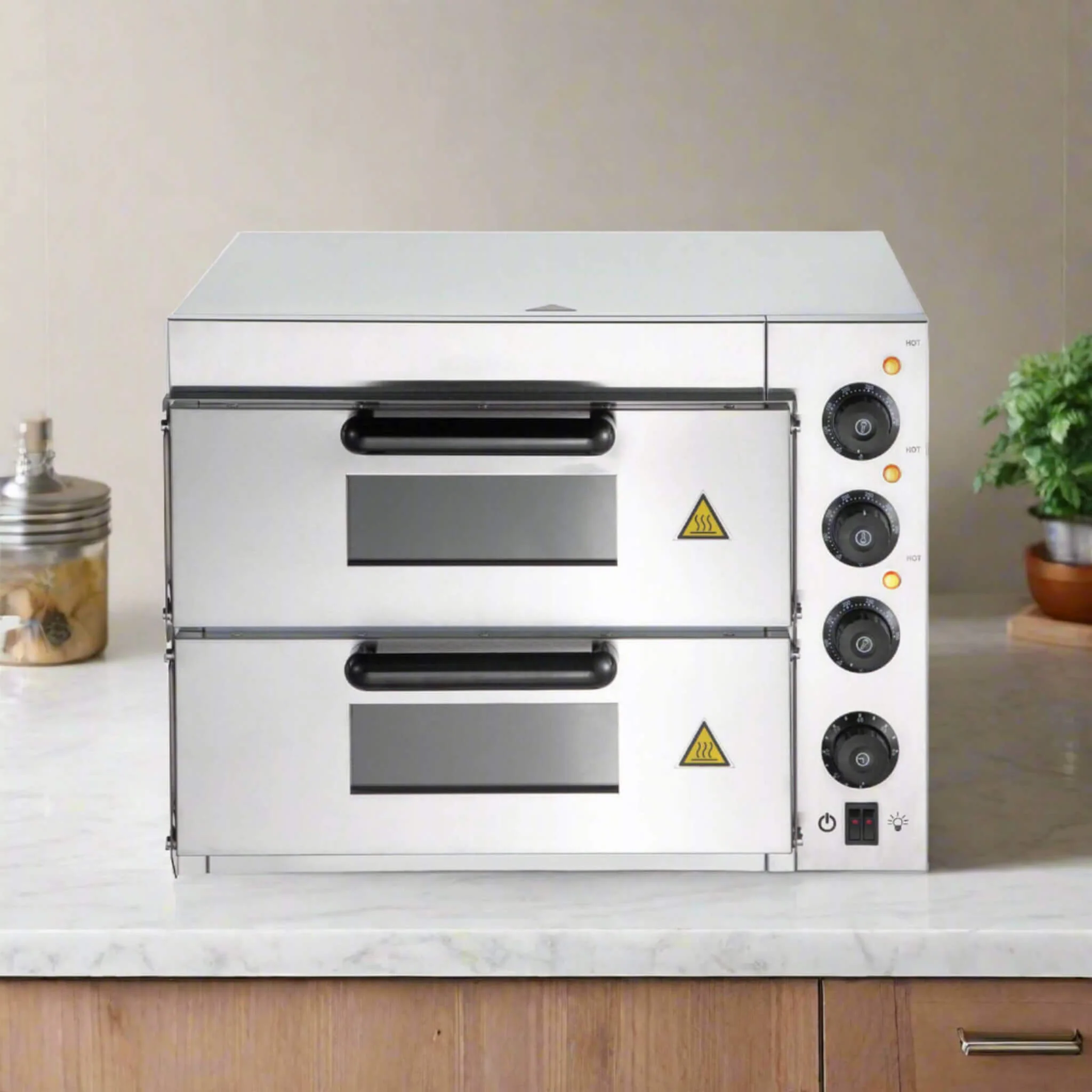 Heavy-Duty Electric 2000W Indoor Commercial Countertop Double Deck Pizza Oven (SAK36147) - Image 14