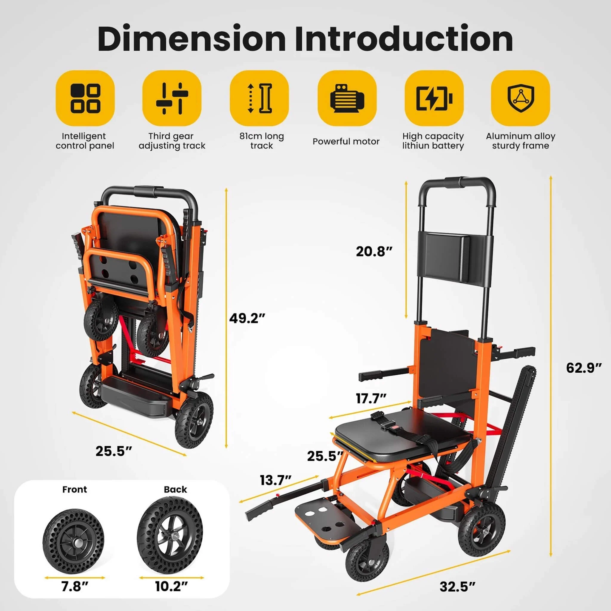 Motivo Heavy-Duty 440LBS Motorized Stair Climbing Wheelchair [FDA-Approved] (SAK47103) - Image 12