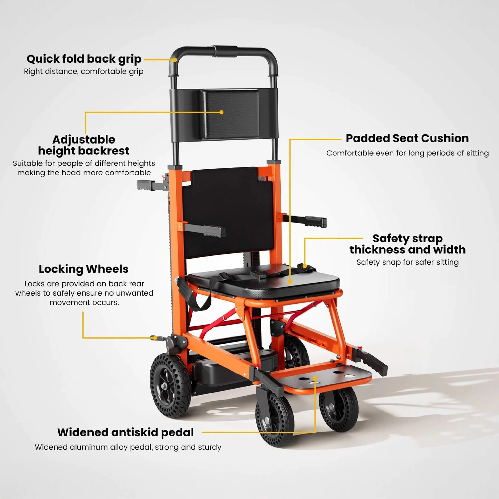 Motivo Heavy-Duty 440LBS Motorized Stair Climbing Wheelchair [FDA-Approved] (SAK47103) - Image 8