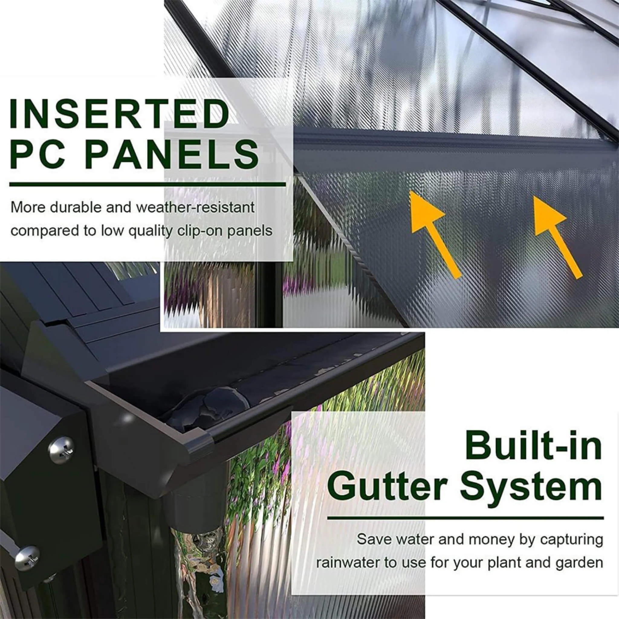 [10X12FT] Heavy-Duty Outdoor Walk-In Polycarbonate Patio Greenhouse With Sliding Doors & Vents (SAK92846) - Image 9