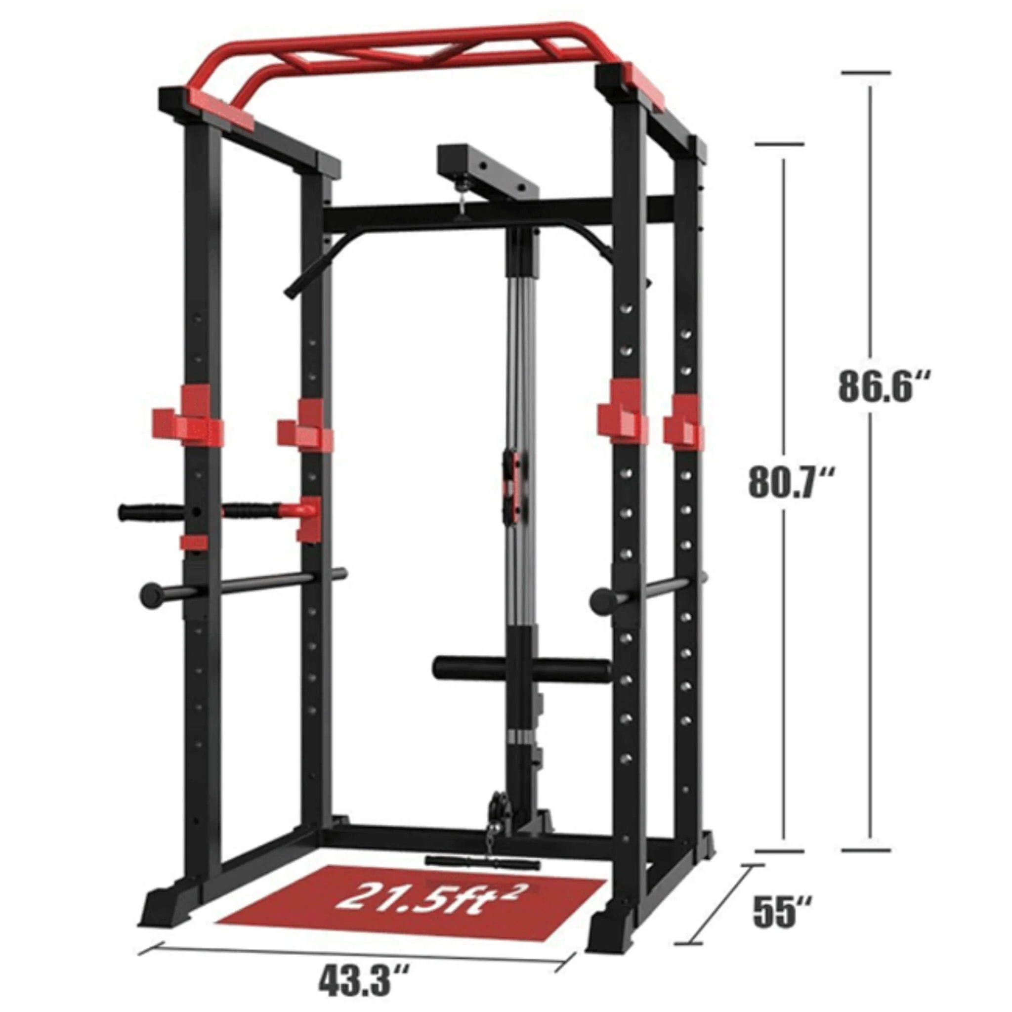 Rovix Heavy-Duty 1000LBS Professional Multi-Function Adjustable Power Cage Rack (SAK98149) - Image 4