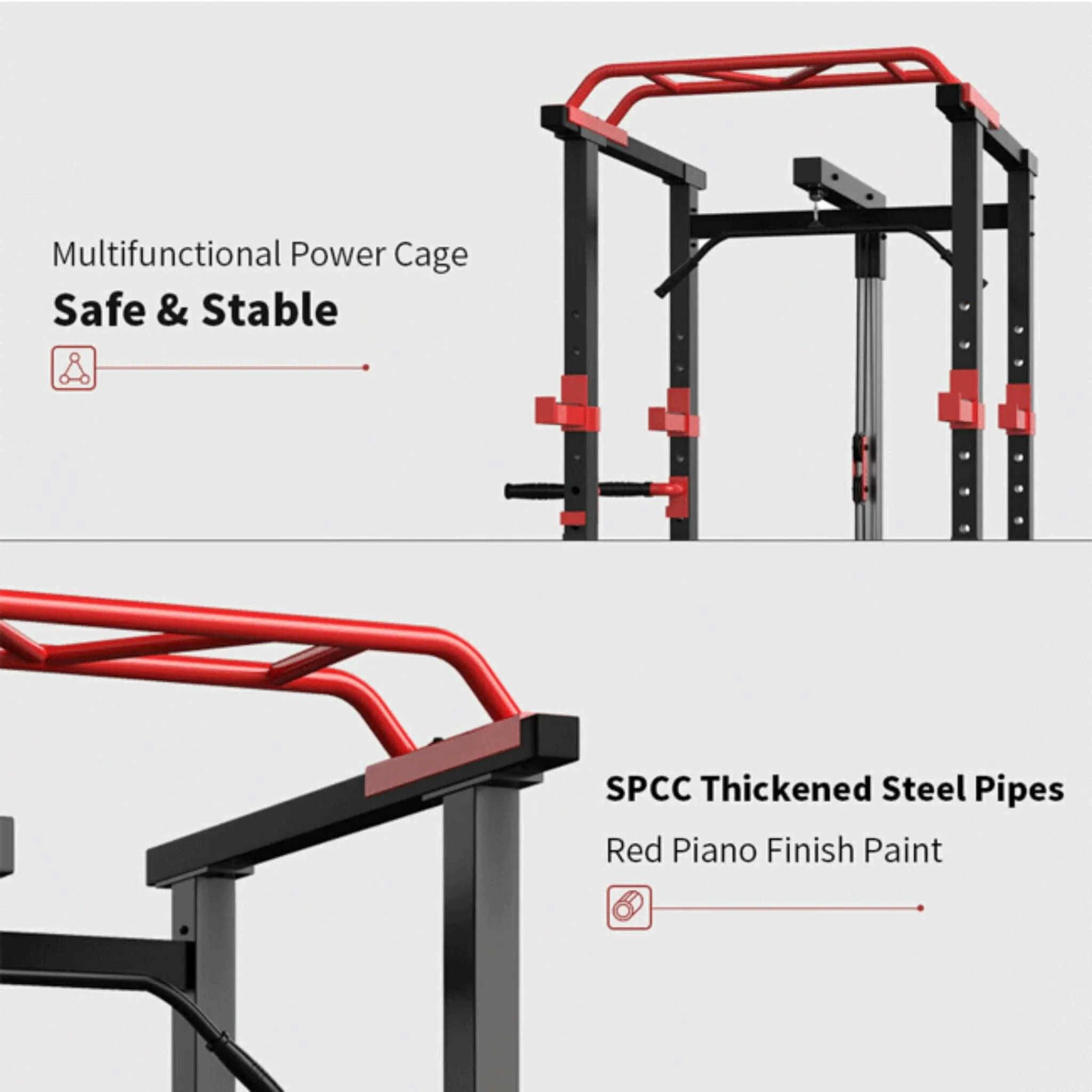 Rovix Heavy-Duty 1000LBS Professional Multi-Function Adjustable Power Cage Rack (SAK98149) - Image 7
