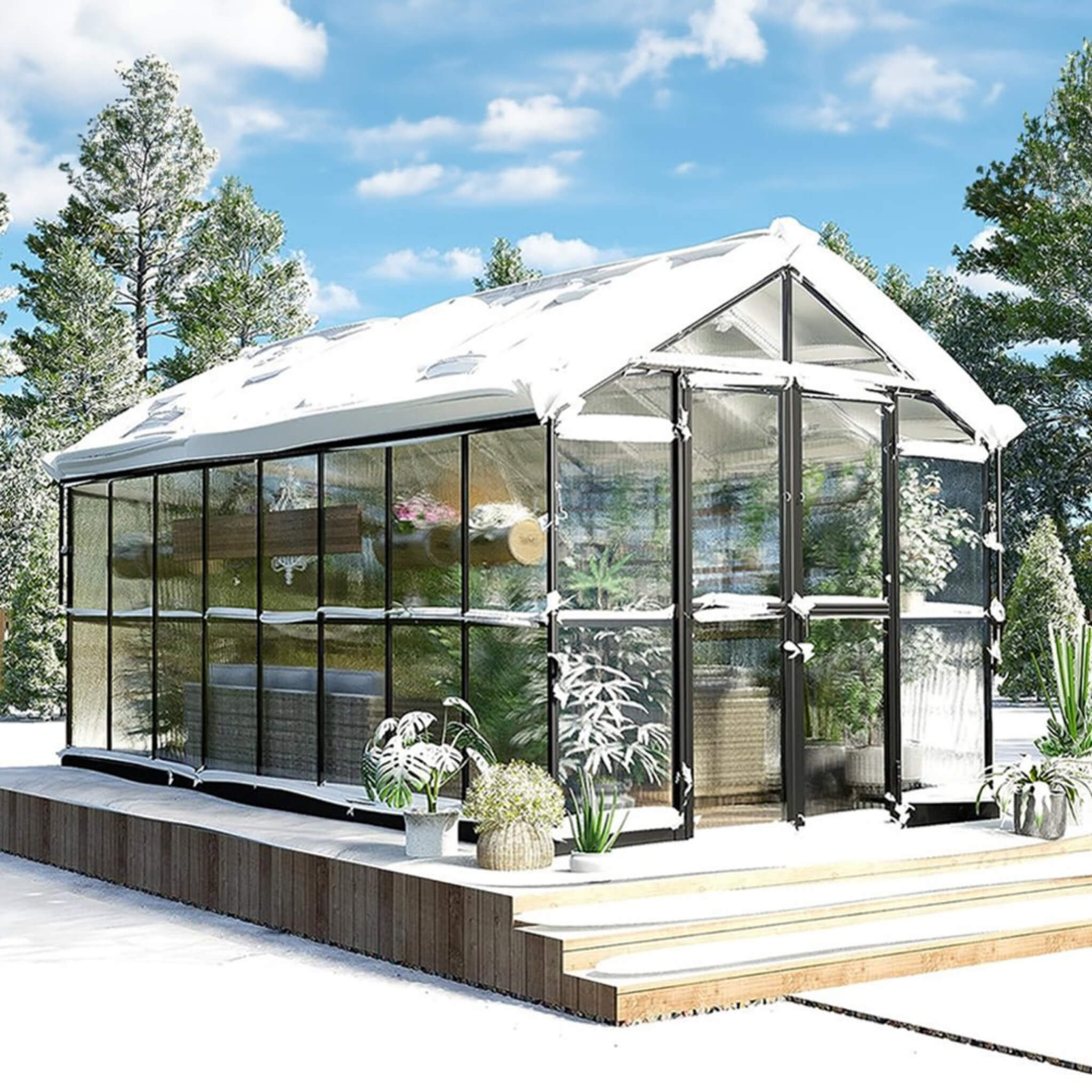 [08X16FT] Heavy-Duty Outdoor Walk-In Polycarbonate Patio Greenhouse With Double Swing Doors, 6MM (SAK26153) - Image 10