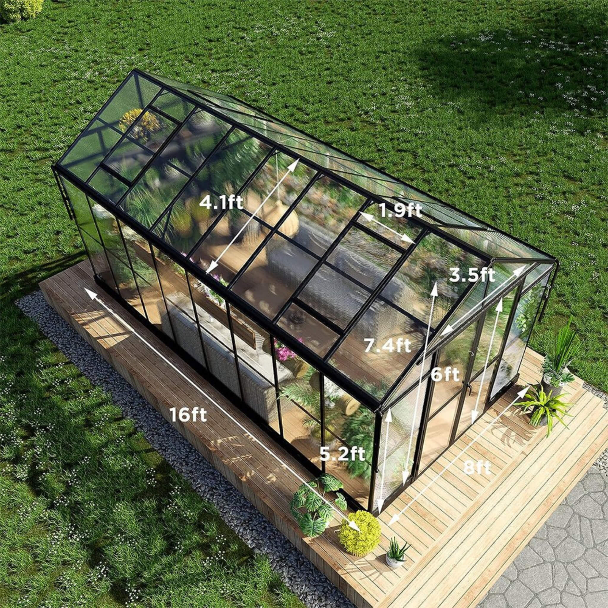 [08X16FT] Heavy-Duty Outdoor Walk-In Polycarbonate Patio Greenhouse With Double Swing Doors, 6MM (SAK26153) - Image 3