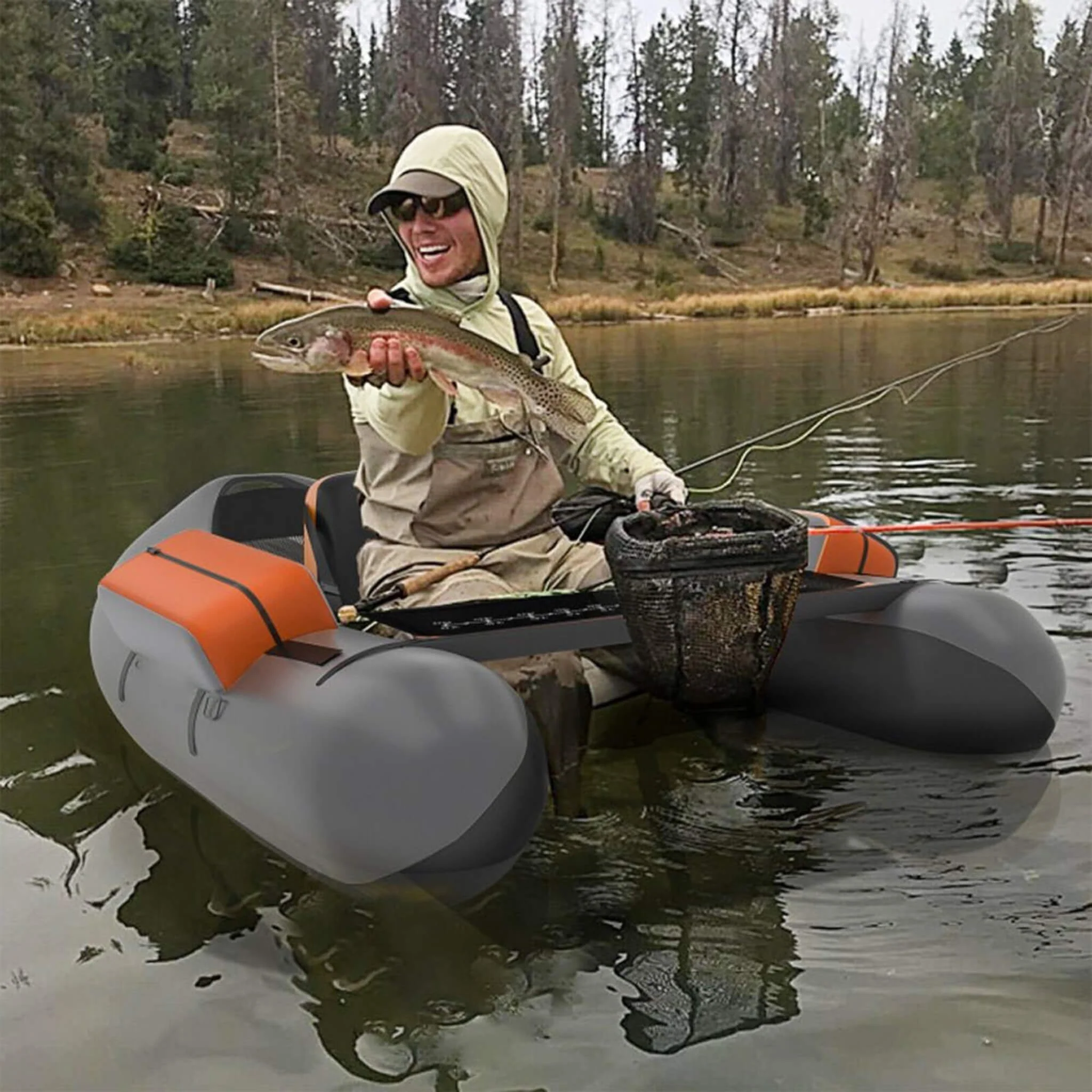 Inflatable Fishing Float Tube Boat With Pump & Fish Measure Ruler, 4.5FT (SAK36425) - Image 13
