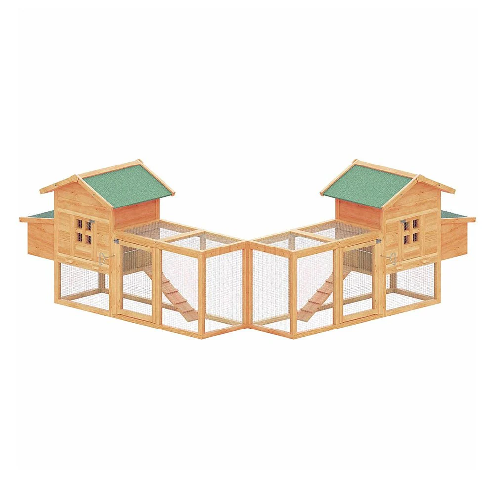 Large 160-Inch Wooden Backyard Hen Chicken Coop Enclosure W/ Nest Box & Run (SAK96451) - Image 3