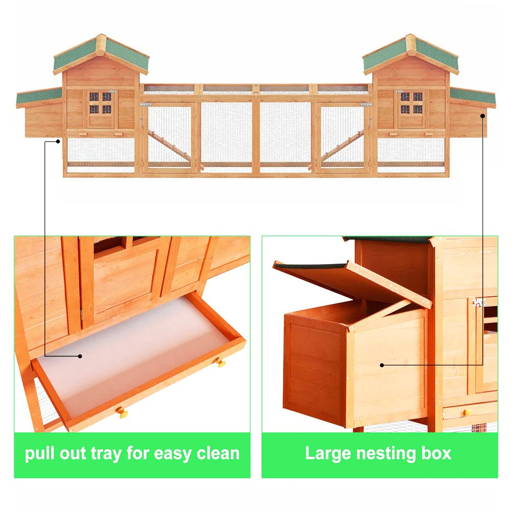 Large 160-Inch Wooden Backyard Hen Chicken Coop Enclosure W/ Nest Box & Run (SAK96451) - Image 6