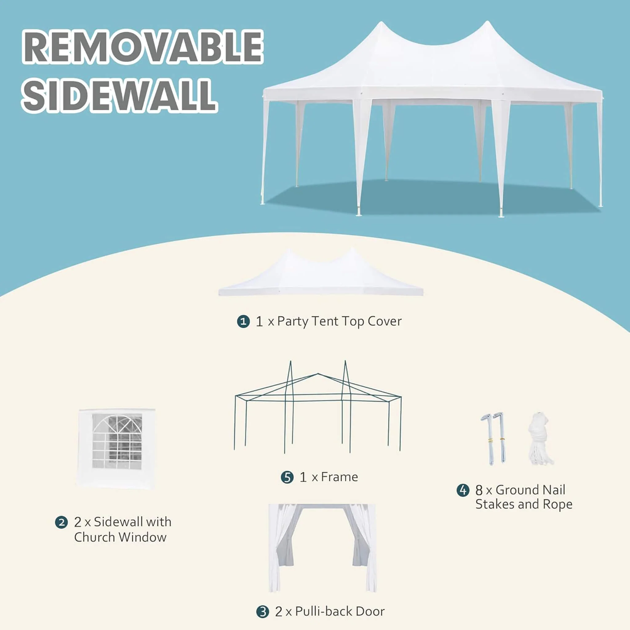 Large Heavy-Duty Customizable Party Tent With Sidewalls And Windows (SAK72615) - Image 3