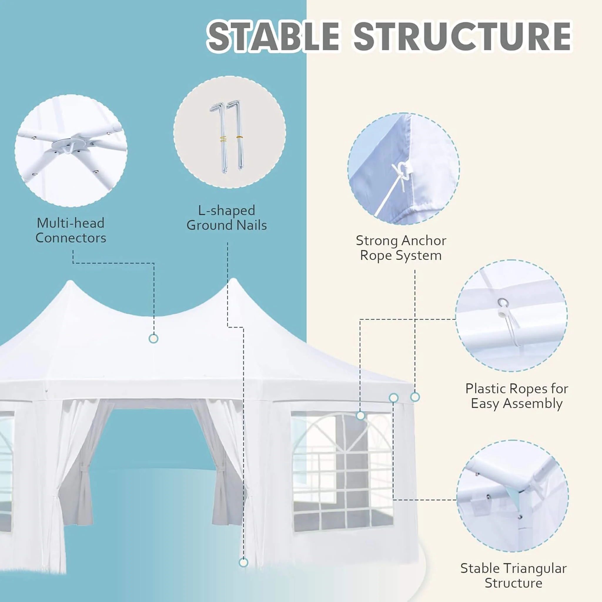 Large Heavy-Duty Customizable Party Tent With Sidewalls And Windows (SAK72615) - Image 6
