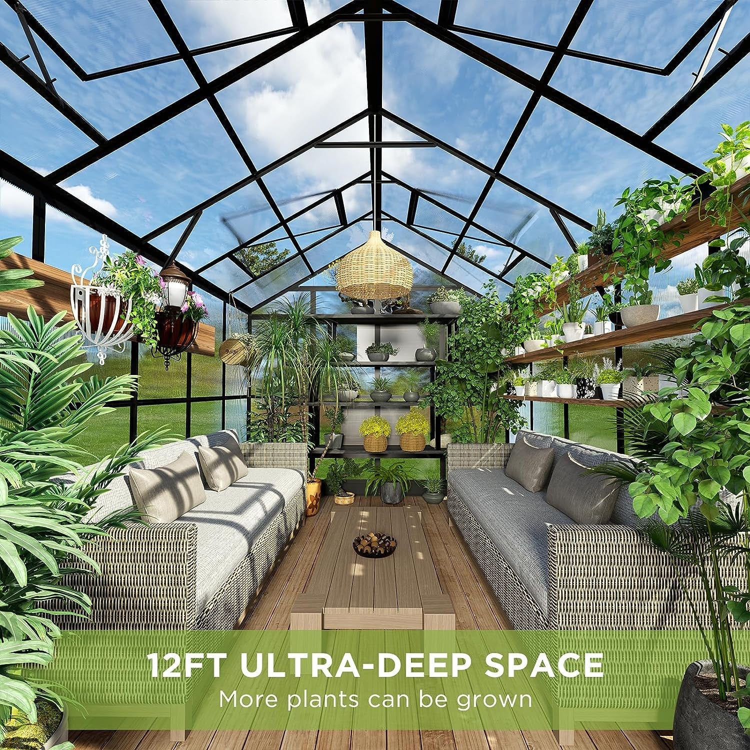 [08X12FT] Large Premium Outdoor Aluminum Polycarbonate Greenhouse With Double Swing Doors (SAK92641) - Image 3