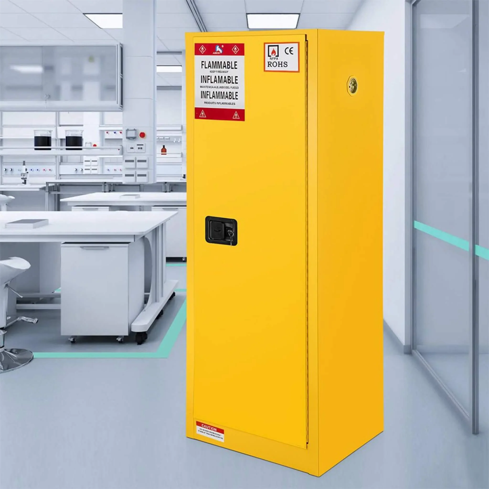 Large Yellow 35-Inch Heavy-Duty Flammable Welded Fireproof Storage Cabinet (SAK52837) - Image 12