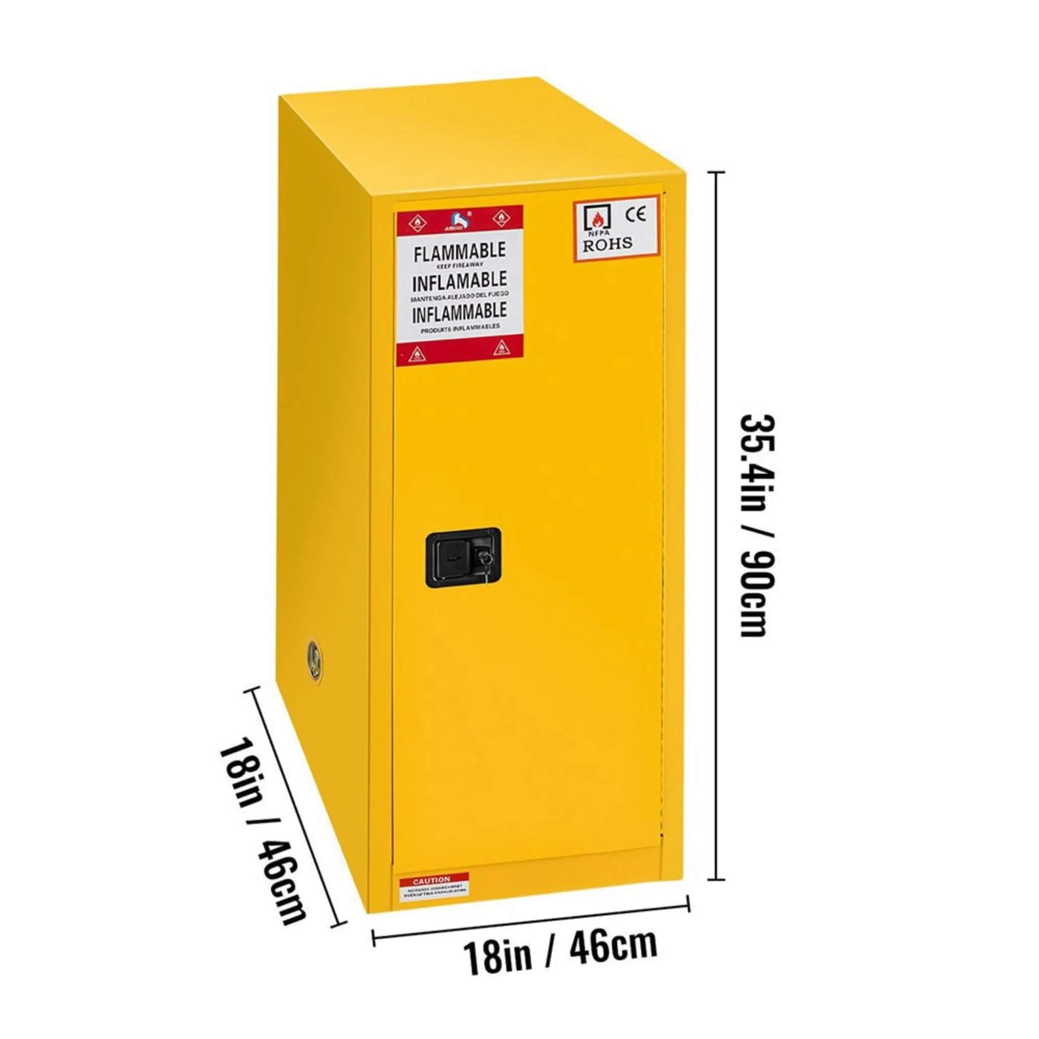 Large Yellow 35-Inch Heavy-Duty Flammable Welded Fireproof Storage Cabinet (SAK52837) - Image 13