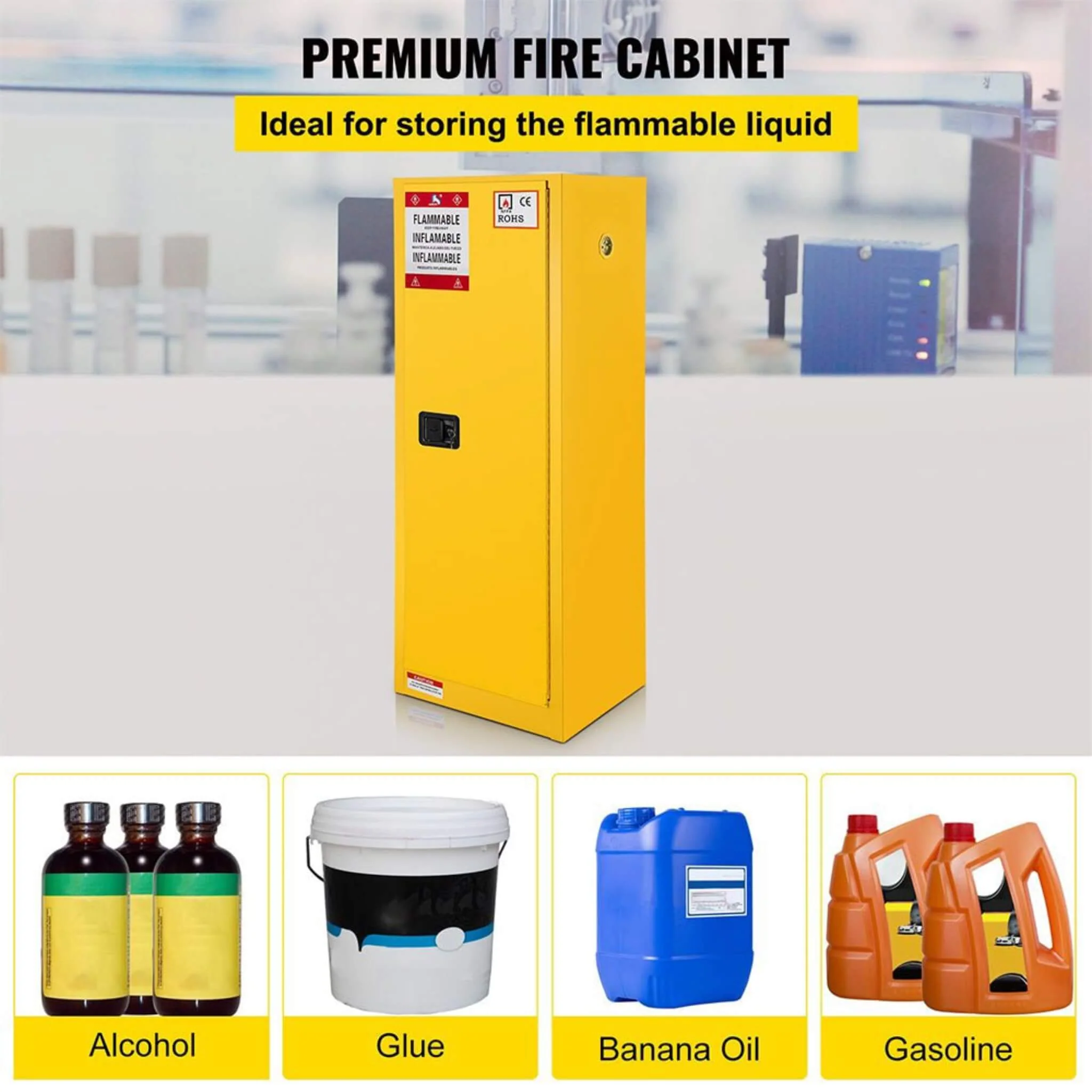 Large Yellow 35-Inch Heavy-Duty Flammable Welded Fireproof Storage Cabinet (SAK52837) - Image 9