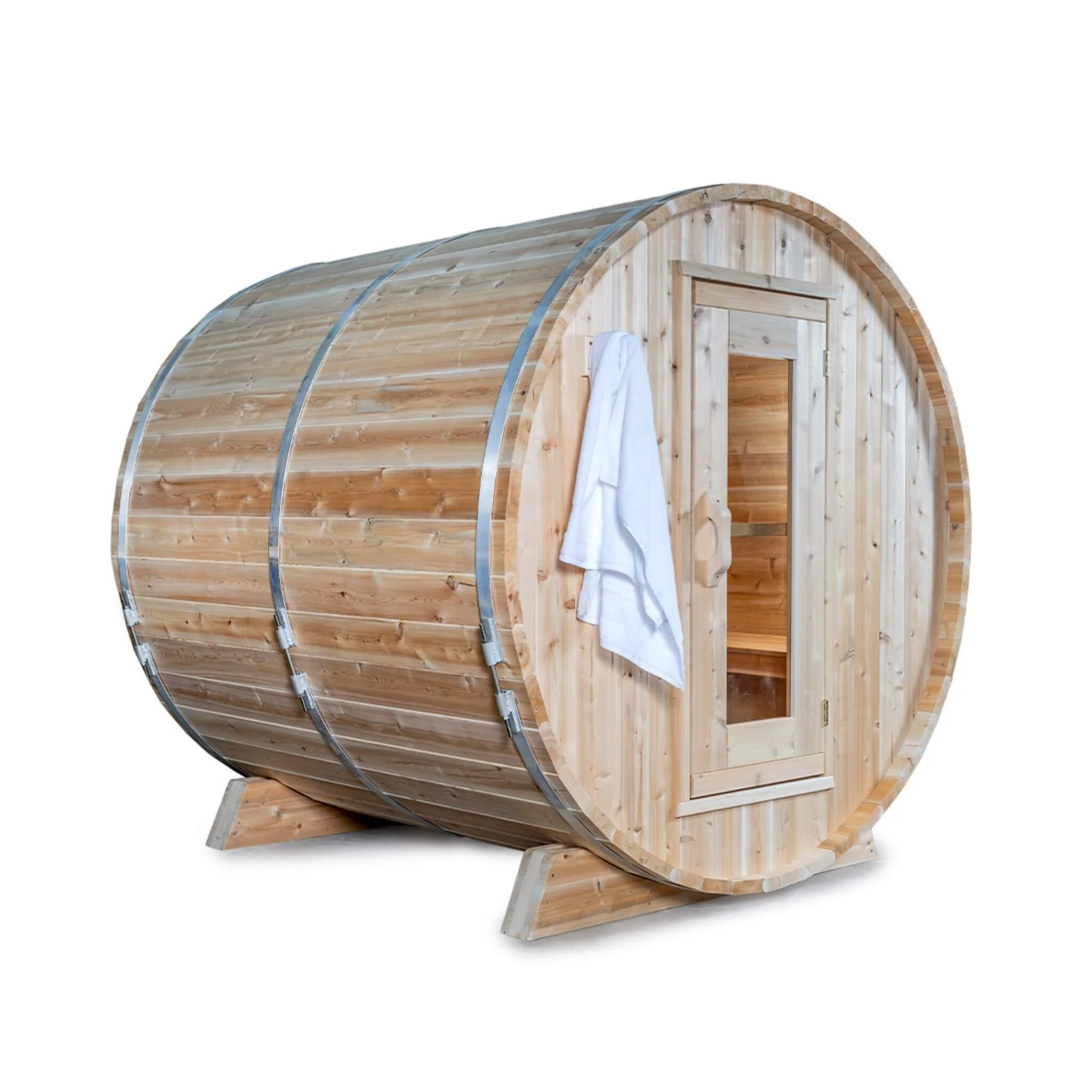 Dundalk Leisurecraft 84-Inch 4-Person Canadian Timber Harmony Barrel Sauna With Solid Wood Benches [CTC22W] (SAK96842) - Image 7