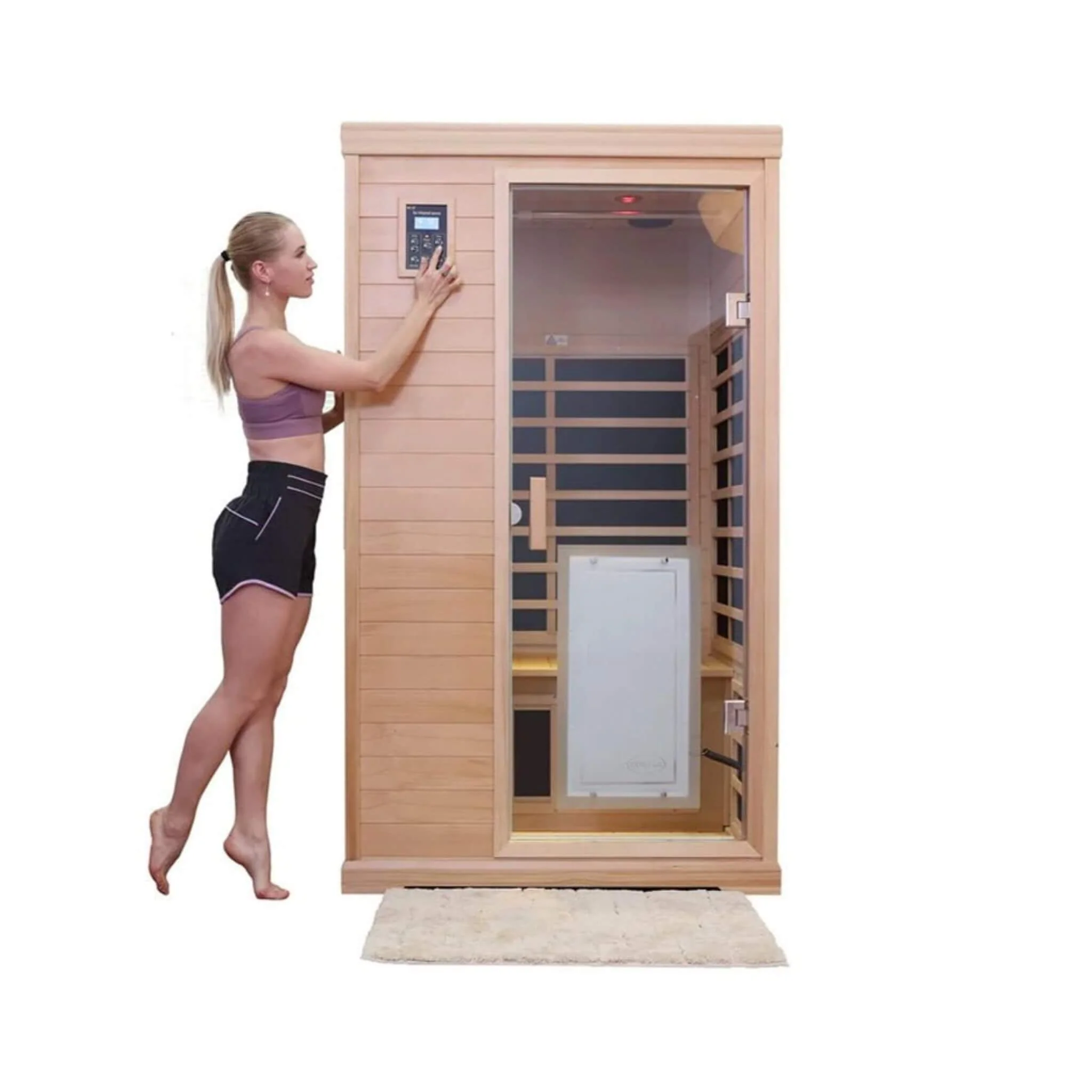 Thermora Ivara Luxury 2-Person Hemlock Wood FAR Infrared Sauna Room W/ Glass Door, 1750W (SAK81525) - Image 5