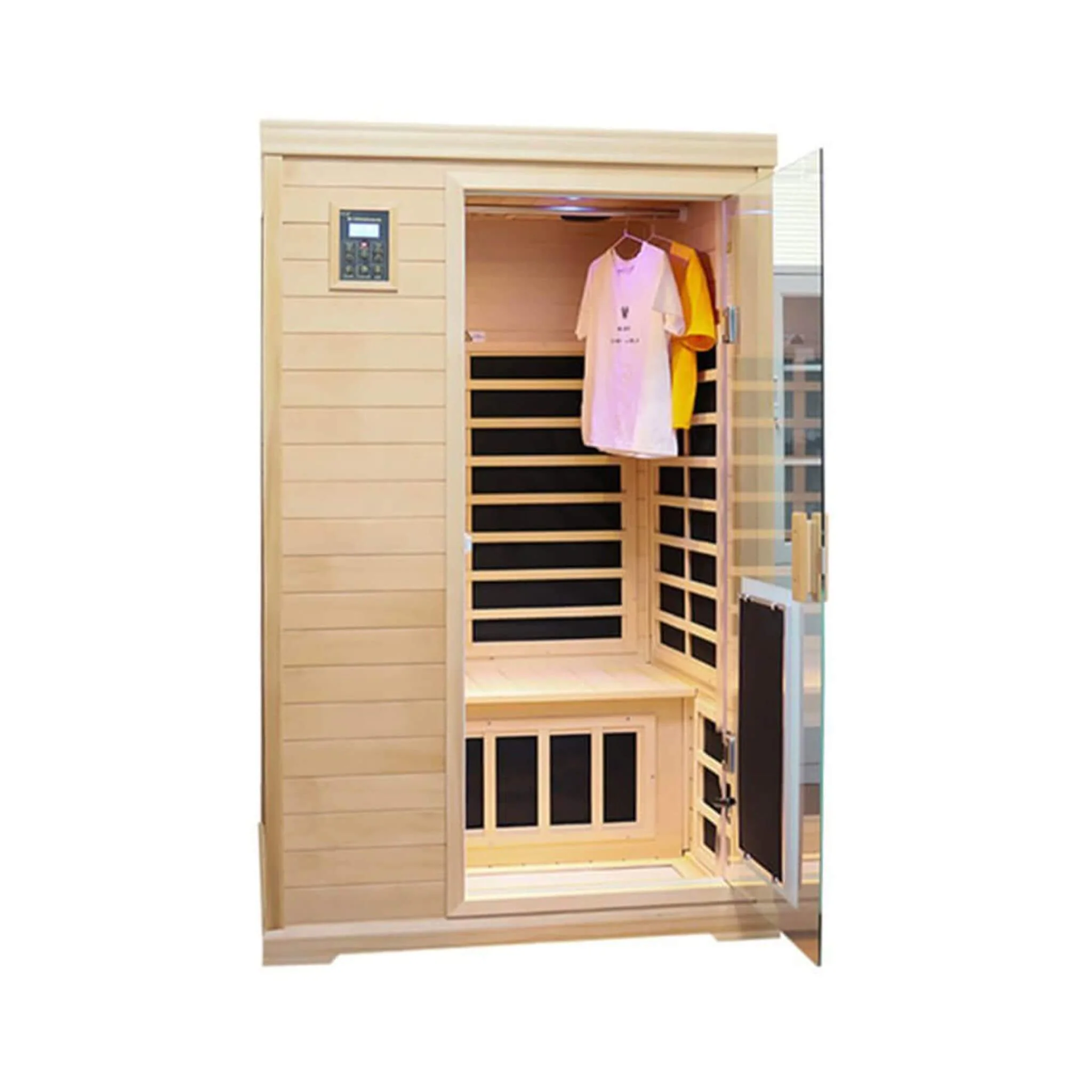 Thermora Ivara Luxury 2-Person Hemlock Wood FAR Infrared Sauna Room W/ Glass Door, 1750W (SAK81525) - Image 7