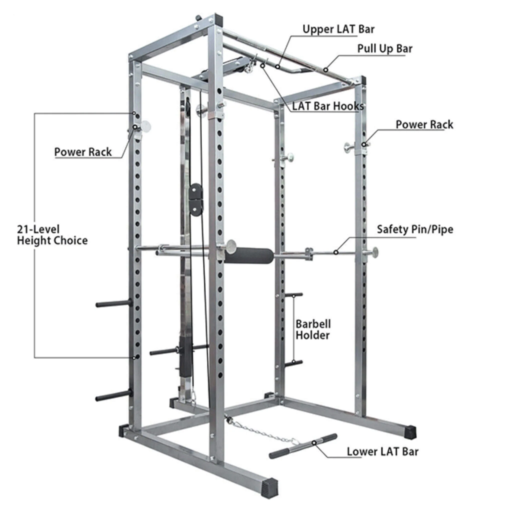 Merax Multi-Functional Olympic Power Squat Rack Cage For Home & Gym (SAK98719) - Image 3