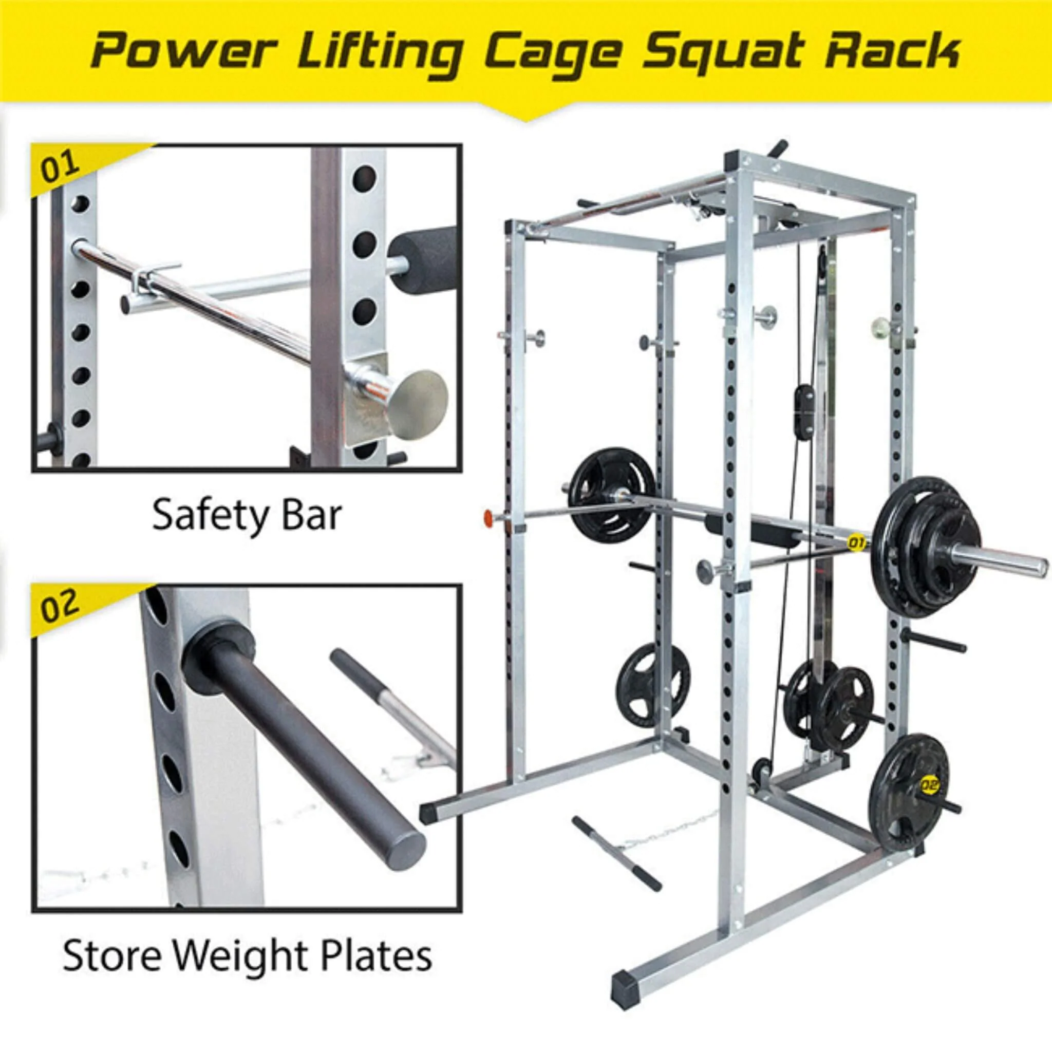 Merax Multi-Functional Olympic Power Squat Rack Cage For Home & Gym (SAK98719) - Image 7