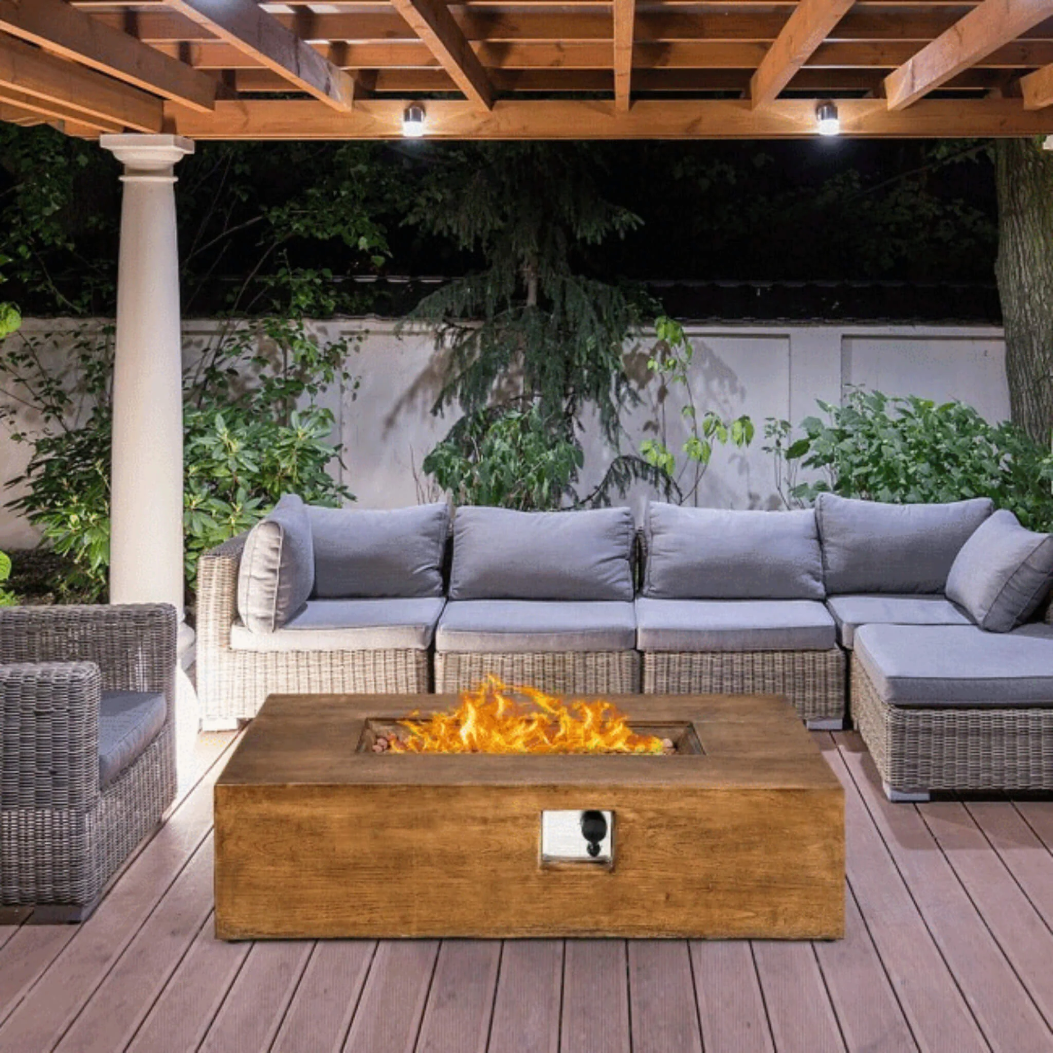 Alora Outdoor Propane Gas Fire Pit Table W/ Lava Rocks & Cover, 50K BTU (SAK94436) - Image 10