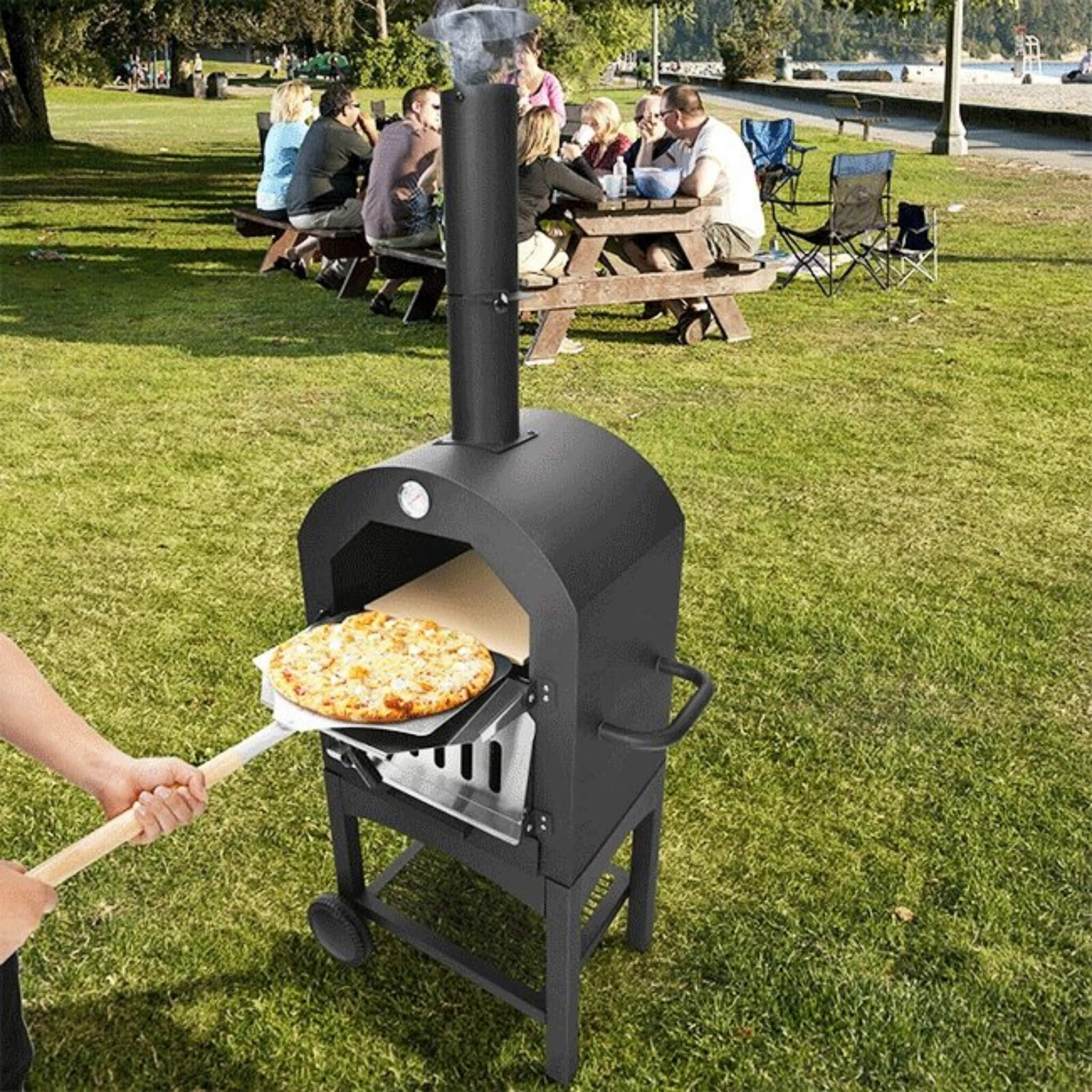 Portable Outdoor Wood Fired Pizza Oven W/ Pizza Stone & Waterproof Cover (SAK82635) - Image 4
