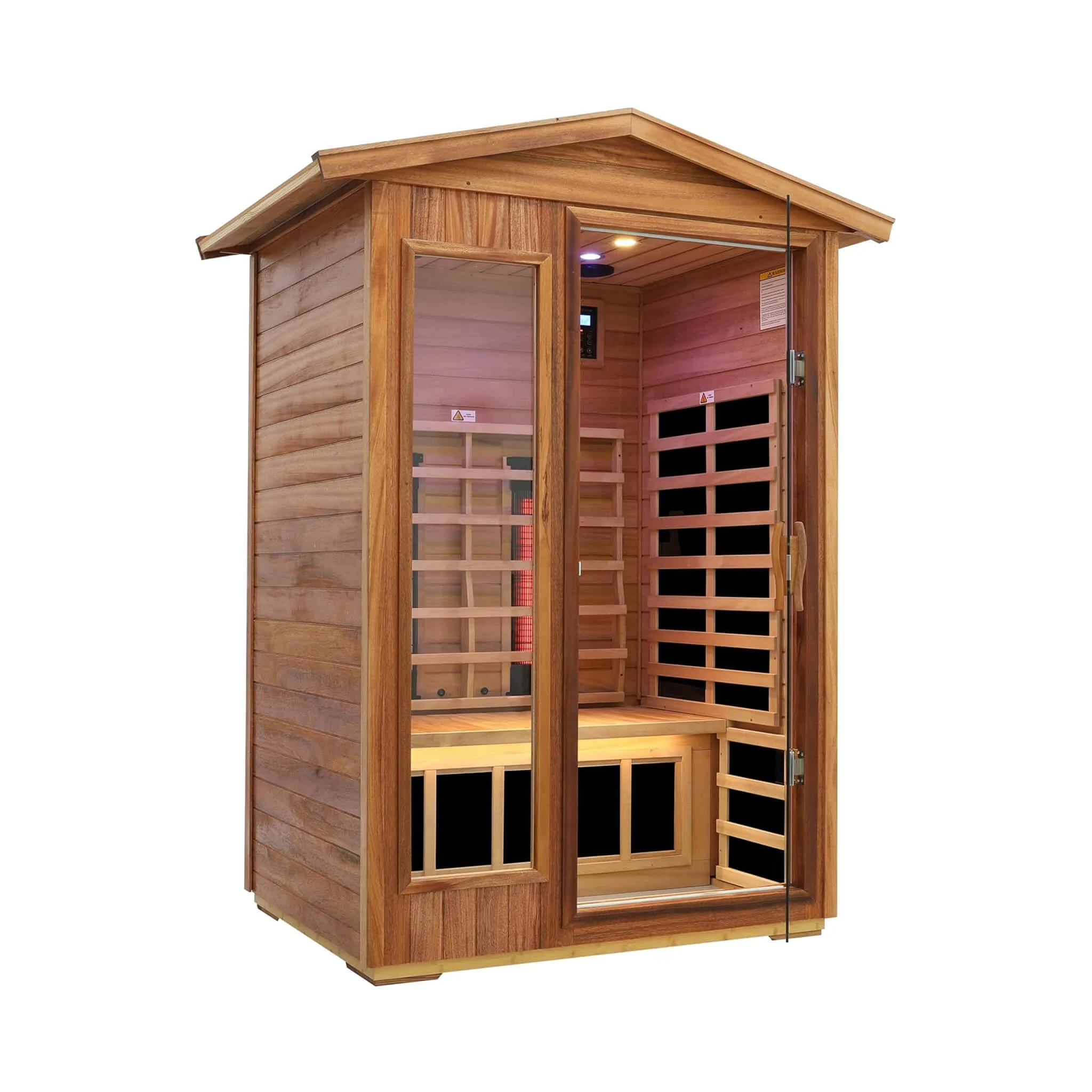 Thermora Alveron 2-Person Outdoor Mahogany Low EMF Far Infrared Sauna With Bluetooth Audio And LED Lights (SAK83719) - Image 3