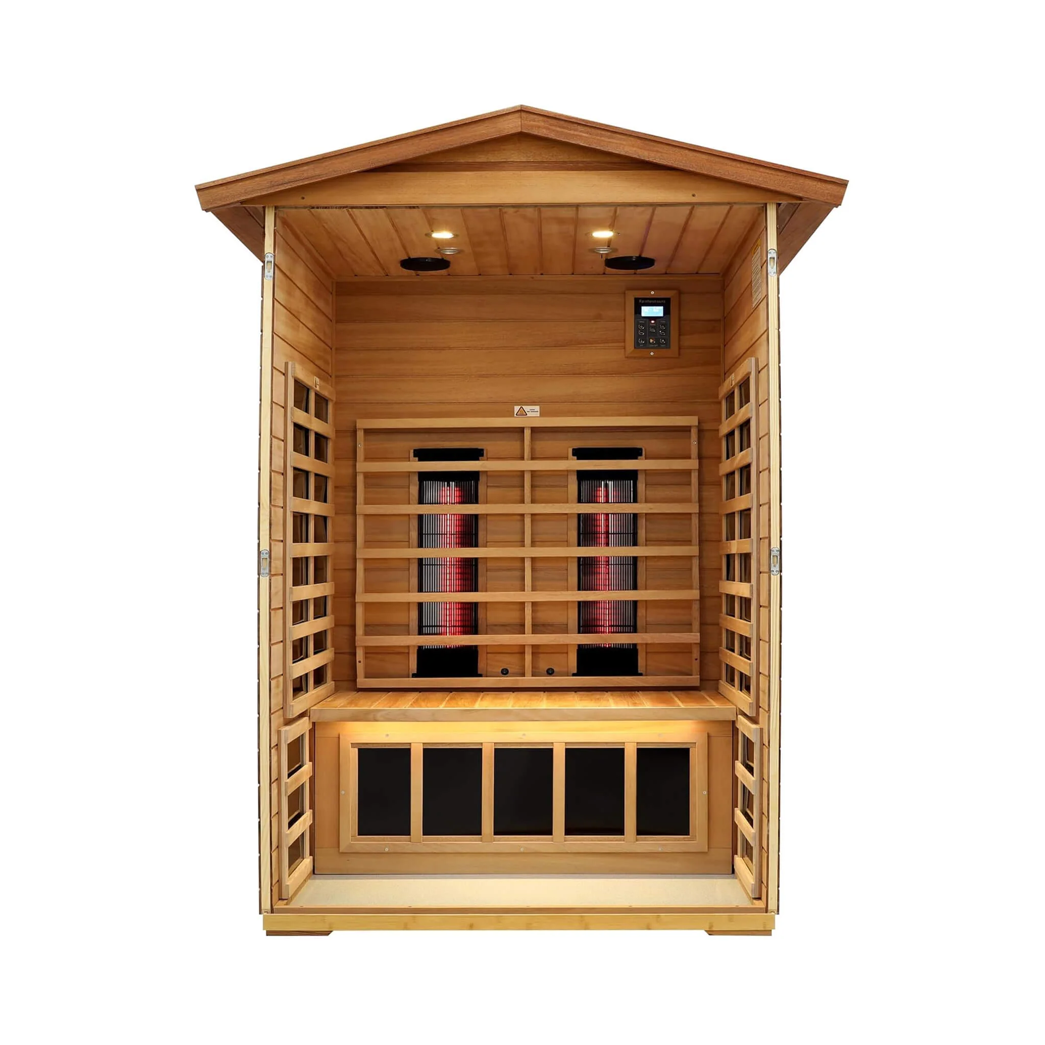 Thermora Alveron 2-Person Outdoor Mahogany Low EMF Far Infrared Sauna With Bluetooth Audio And LED Lights (SAK83719) - Image 4