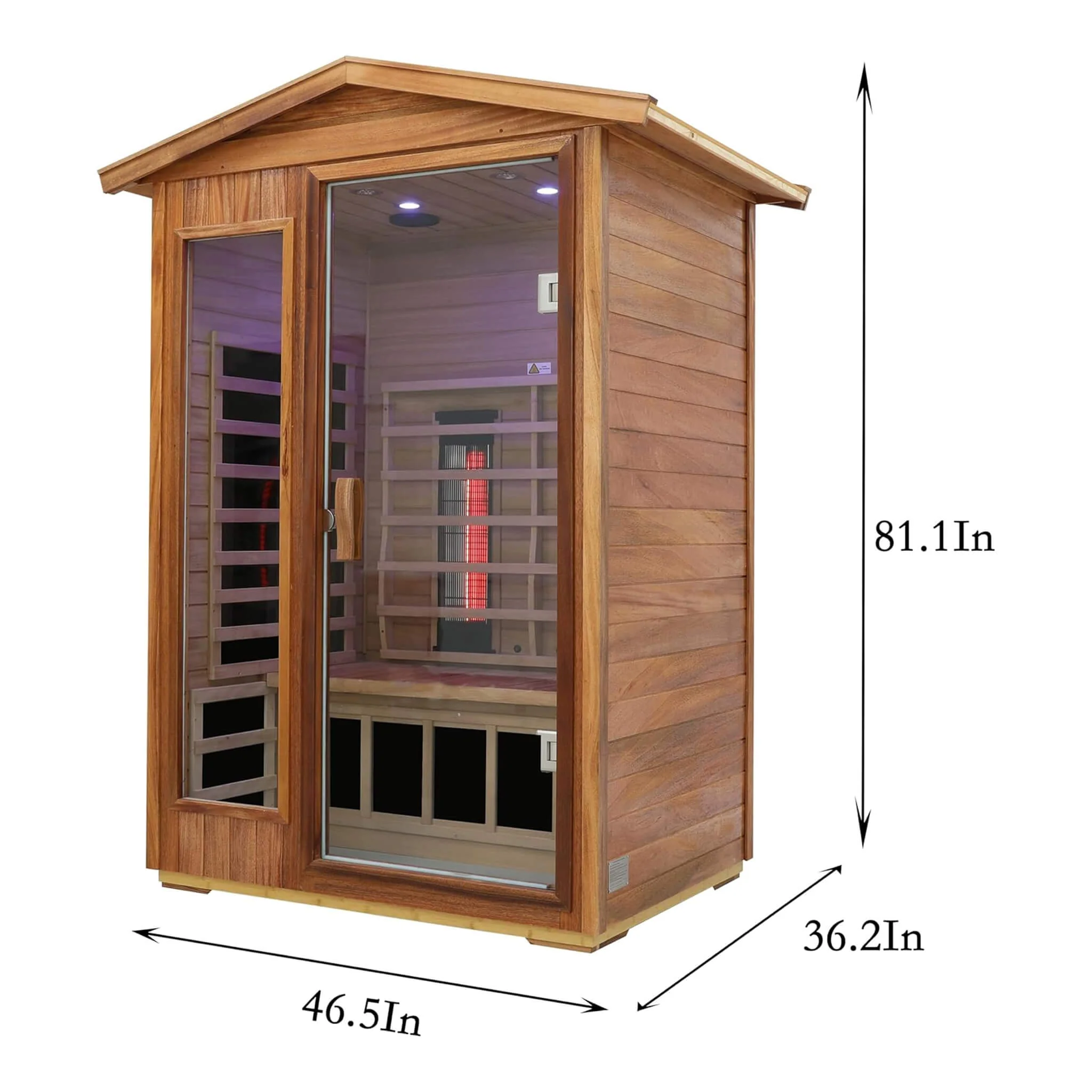 Thermora Alveron 2-Person Outdoor Mahogany Low EMF Far Infrared Sauna With Bluetooth Audio And LED Lights (SAK83719) - Image 8