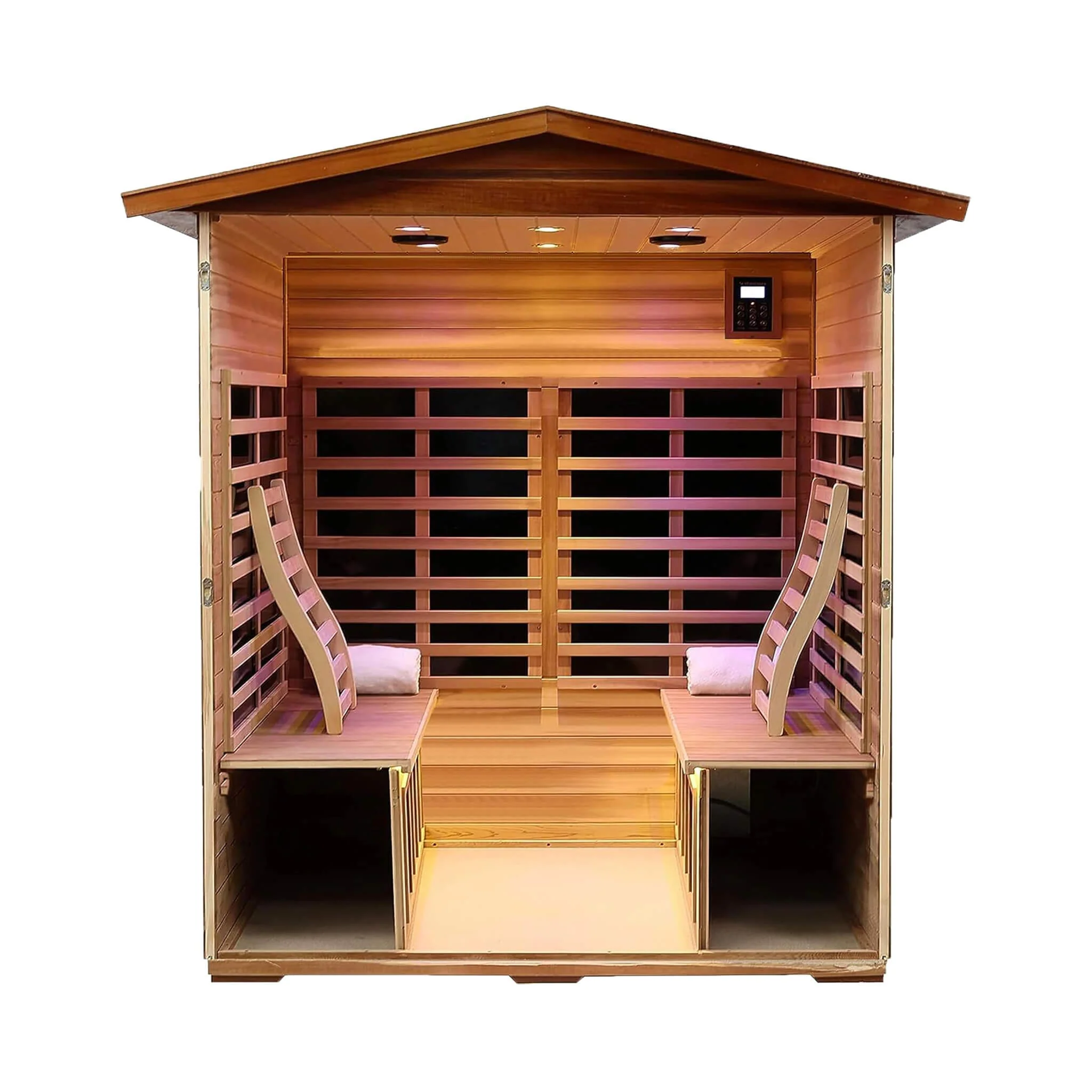 Thermora Moretti 4-Person Outdoor Mahogany Full Spectrum Ultra-Low EMF FAR Infrared Sauna With Chromotherapy And Bluetooth Speakers (SAK98263) - Image 3