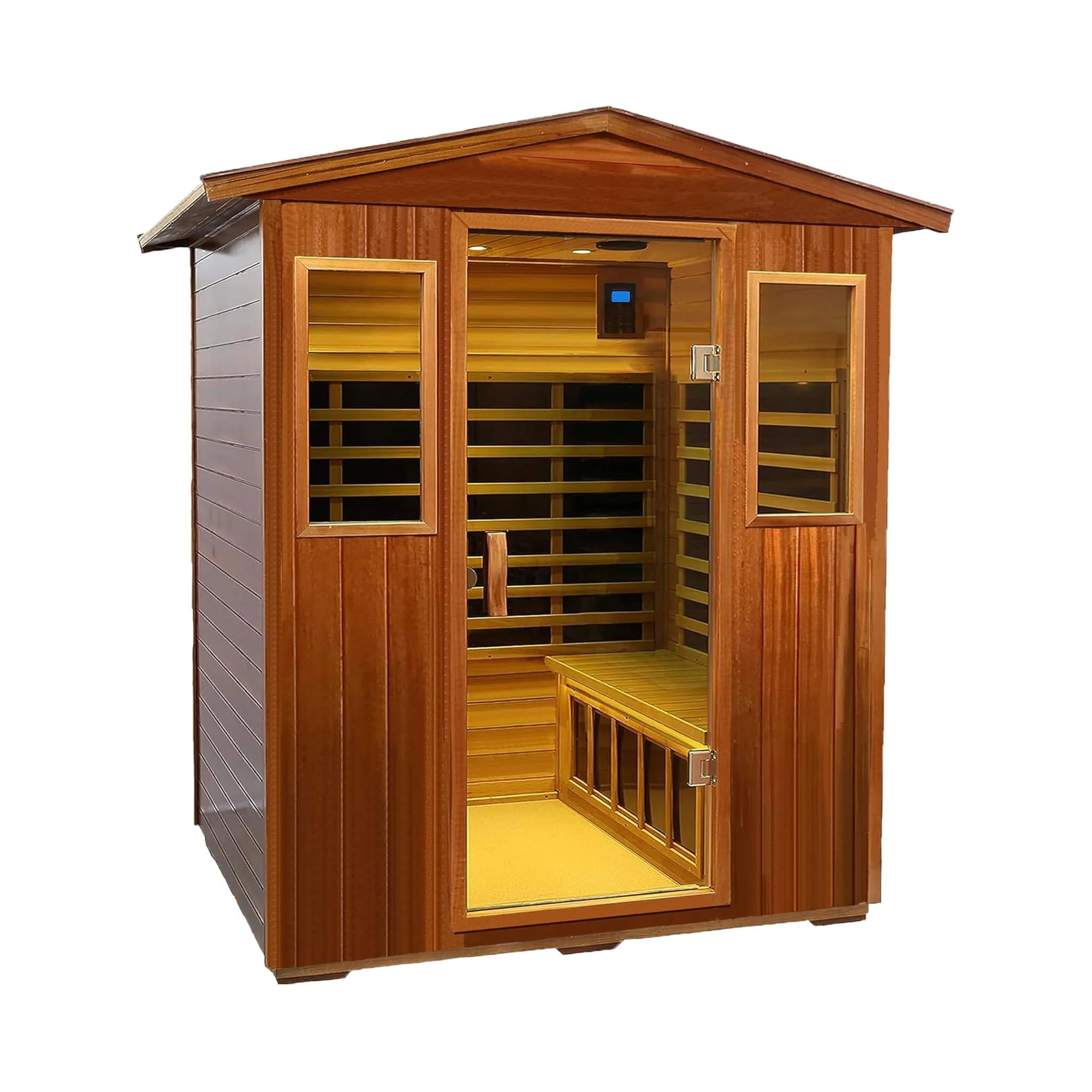 Thermora Moretti 4-Person Outdoor Mahogany Full Spectrum Ultra-Low EMF FAR Infrared Sauna With Chromotherapy And Bluetooth Speakers (SAK98263) - Image 5