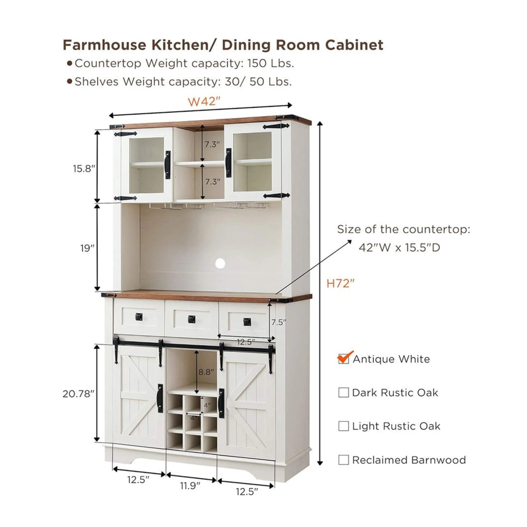 Nuvia Premium 72-Inch Home Bar Wine Cabinet W/ Sliding Barn Door (SAK12947) - Image 10