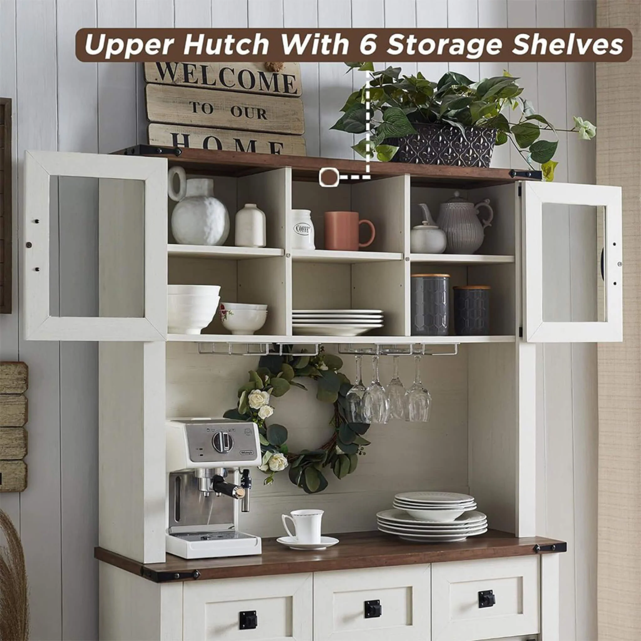Nuvia Premium 72-Inch Home Bar Wine Cabinet W/ Sliding Barn Door (SAK12947) - Image 5