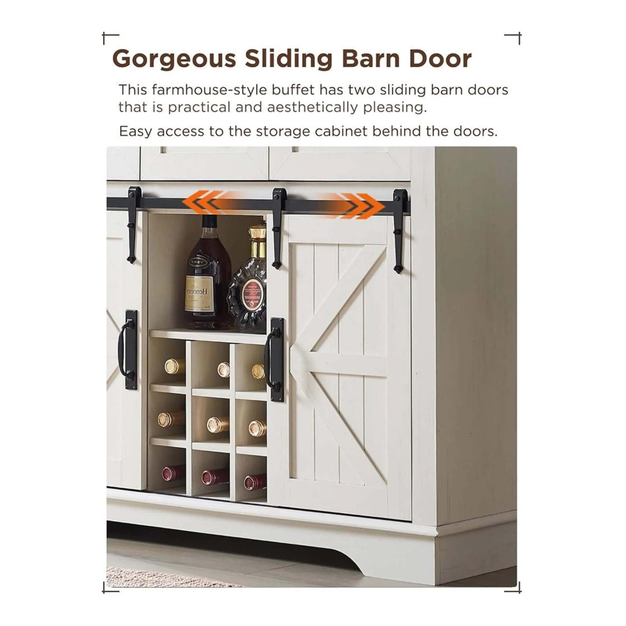 Nuvia Premium 72-Inch Home Bar Wine Cabinet W/ Sliding Barn Door (SAK12947) - Image 7