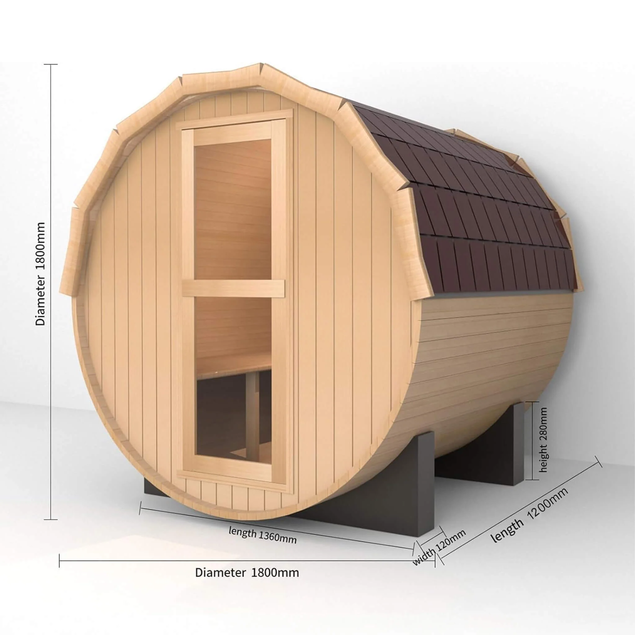 Thermora Haven Premium All-Weather Outdoor Pinewood Barrel Sauna Kit With 4.5KW Heater And Tempered Glass Window (SAK91462) - Image 12