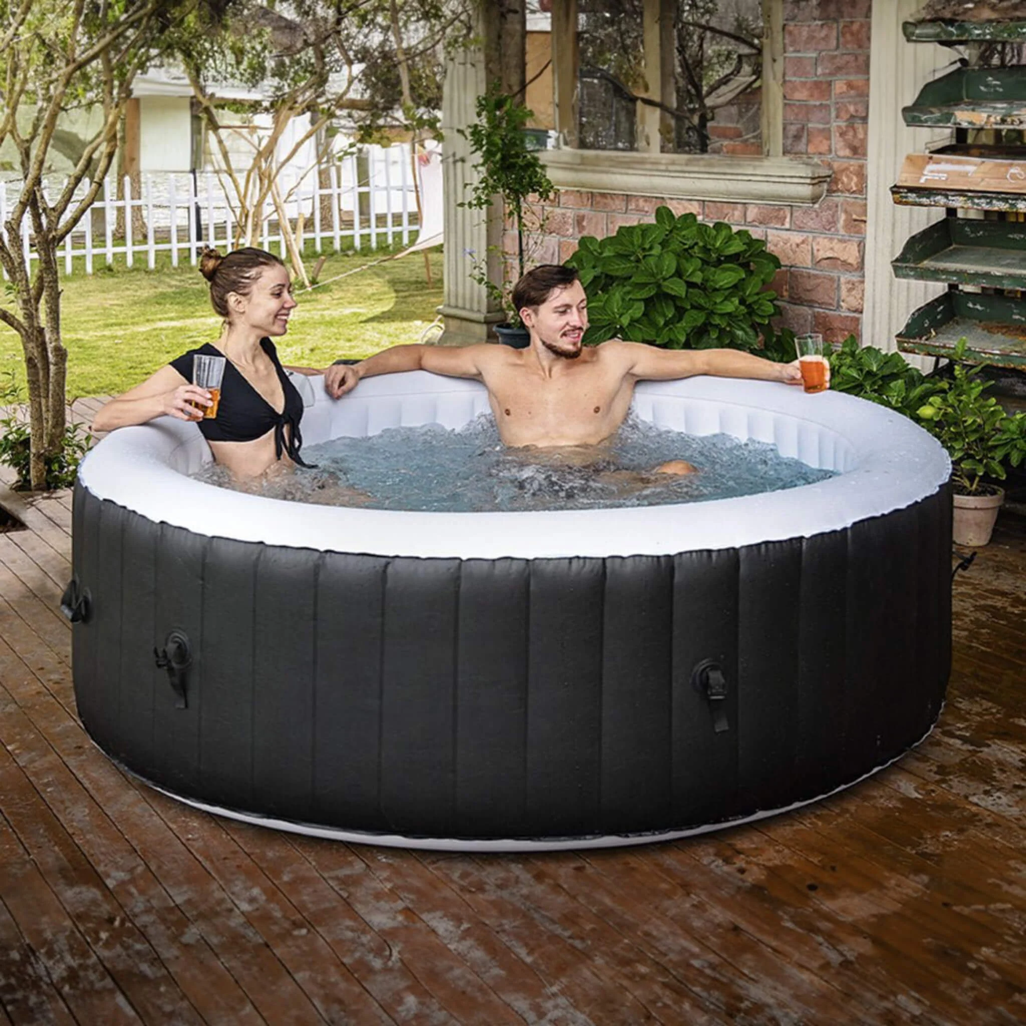 Premium 7FT Blow Up 6-Person Sauna Pool Hot Tub With 130 Jets (SAK63510) - Image 14