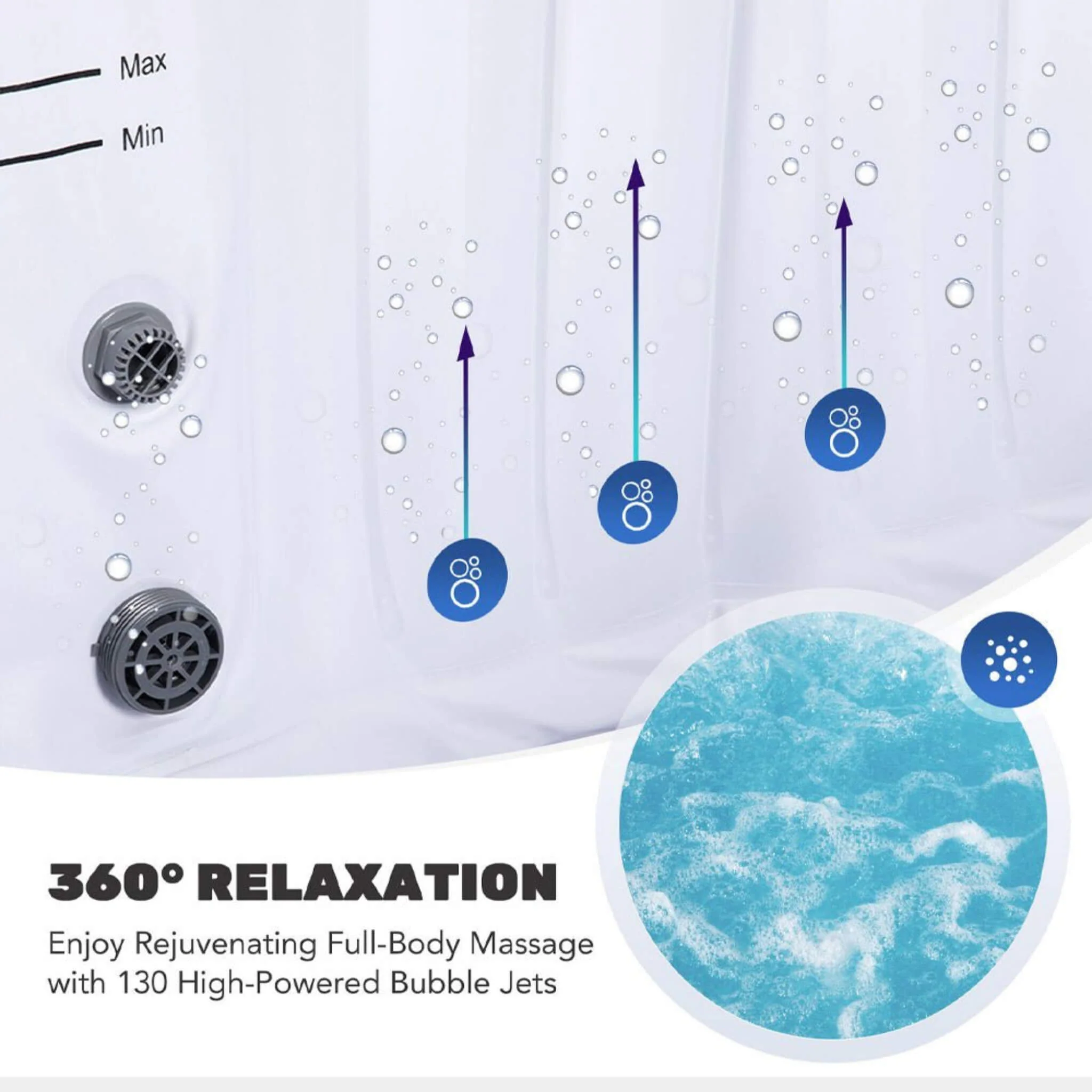 Premium 7FT Blow Up 6-Person Sauna Pool Hot Tub With 130 Jets (SAK63510) - Image 5