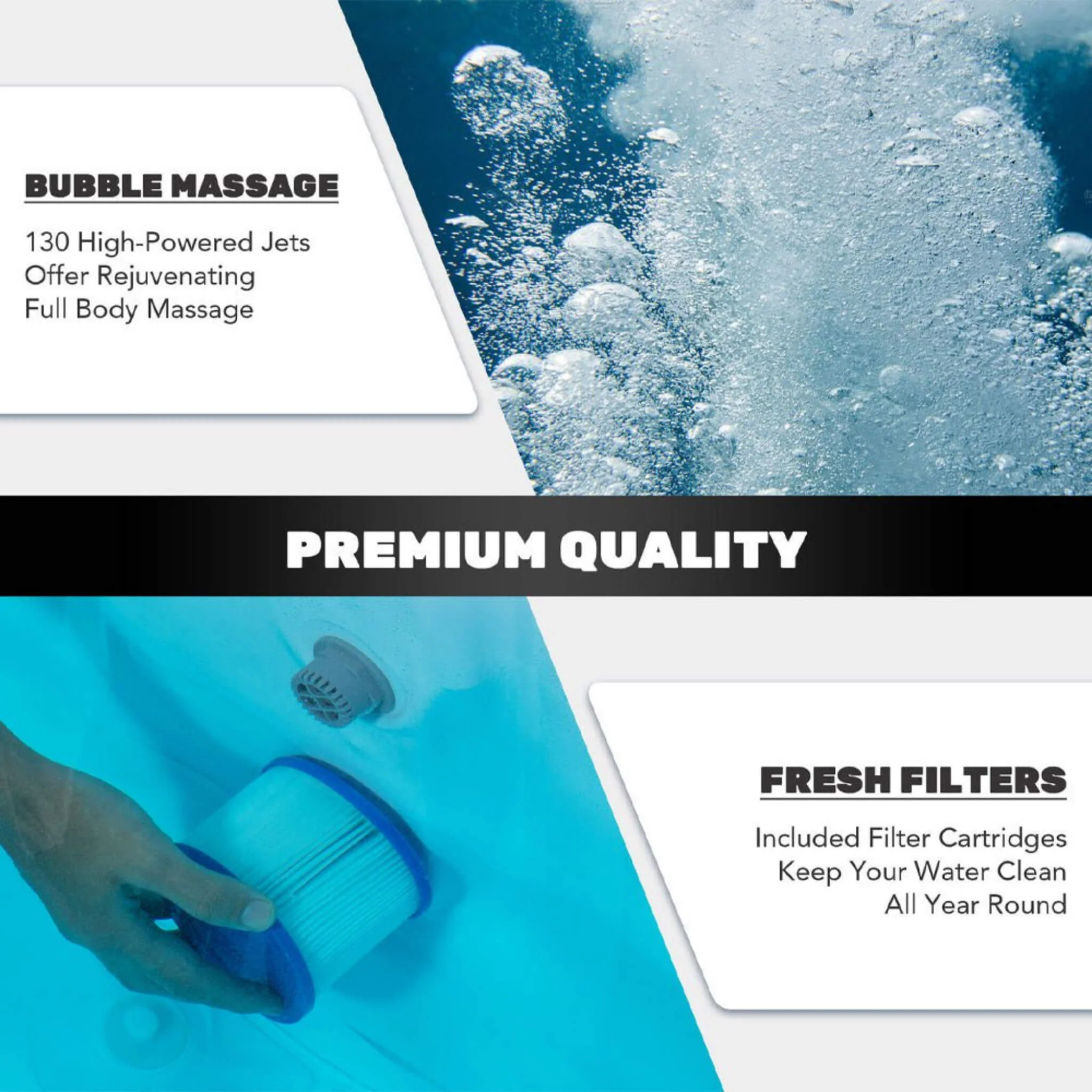 Premium 7FT Blow Up 6-Person Sauna Pool Hot Tub With 130 Jets (SAK63510) - Image 6