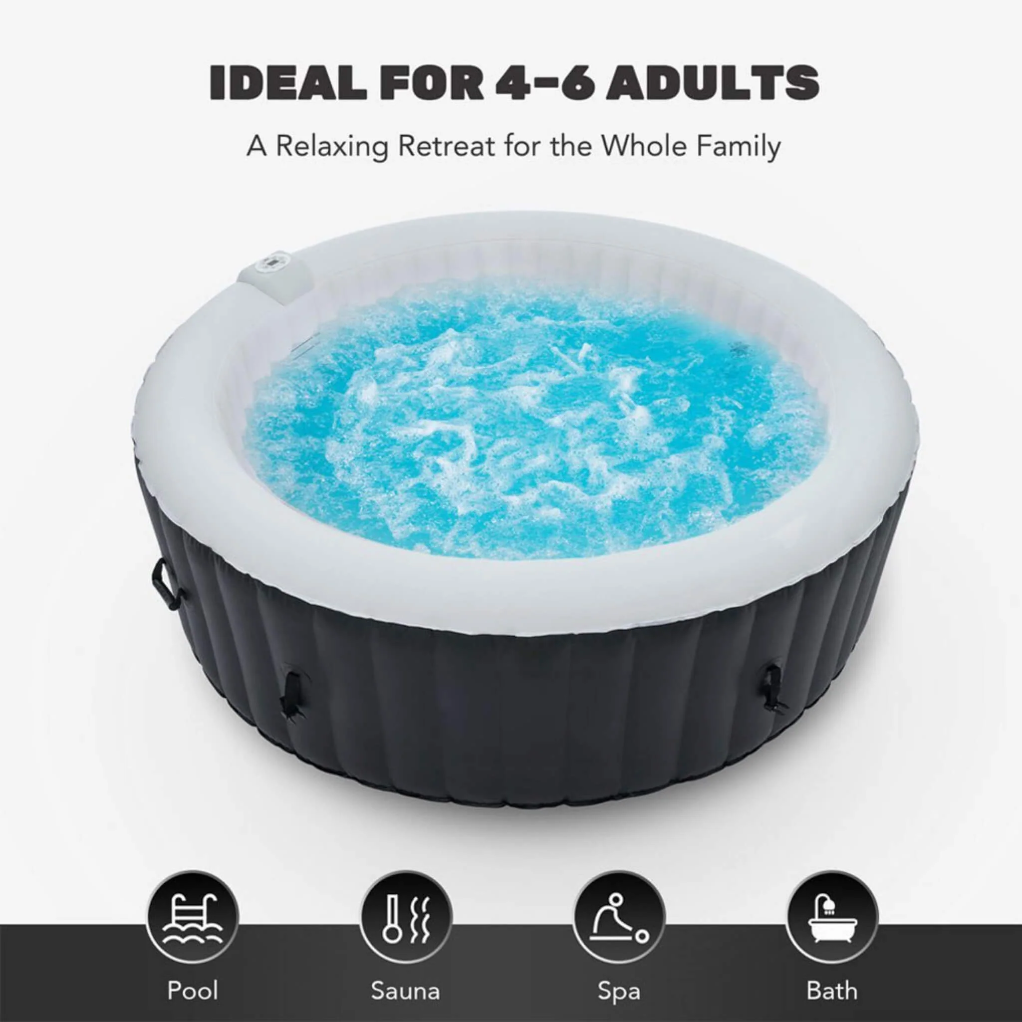 Premium 7FT Blow Up 6-Person Sauna Pool Hot Tub With 130 Jets (SAK63510) - Image 8