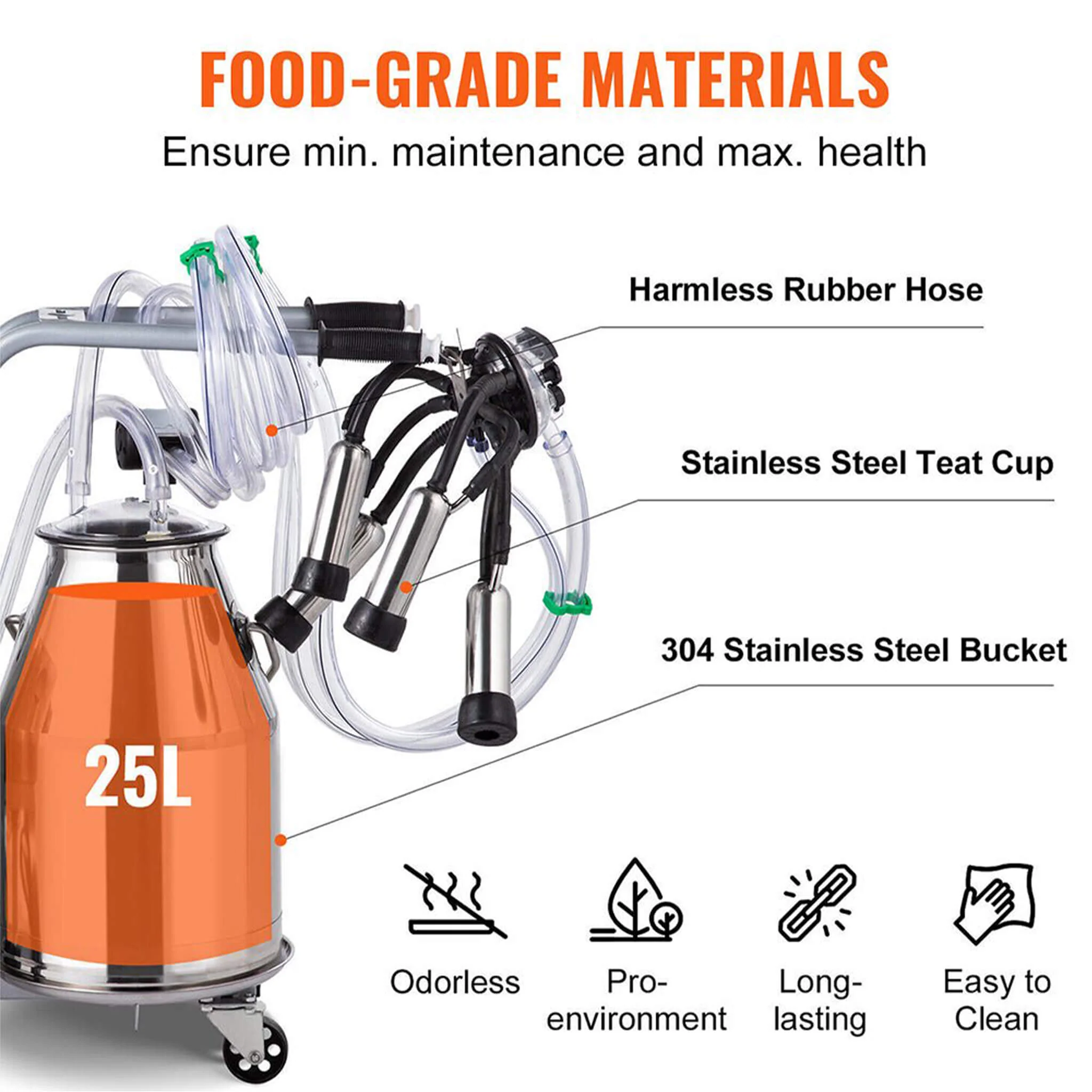 Premium Electric Cow Goat Milking Machine With Milk Bucket, 25L (SAK83260) - Image 5